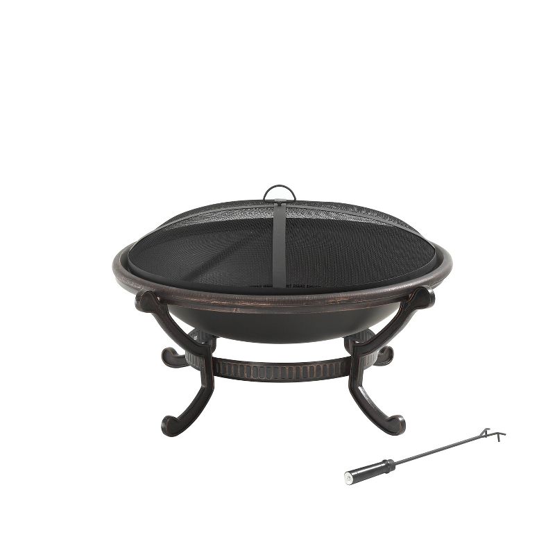 DeckMate 30371 Avondale Outdoor Backyard Patio Portable Steel Fire Bowl Fire Pit, Antiqued Copper Finish