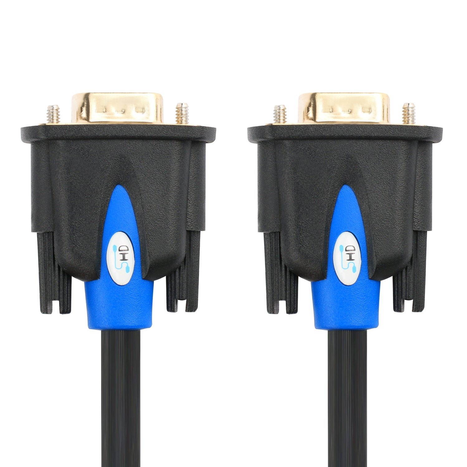 cables direct online 15ft svga + audio monitor cable, male to male 1080p super vga display cord for pc projector laptop tv