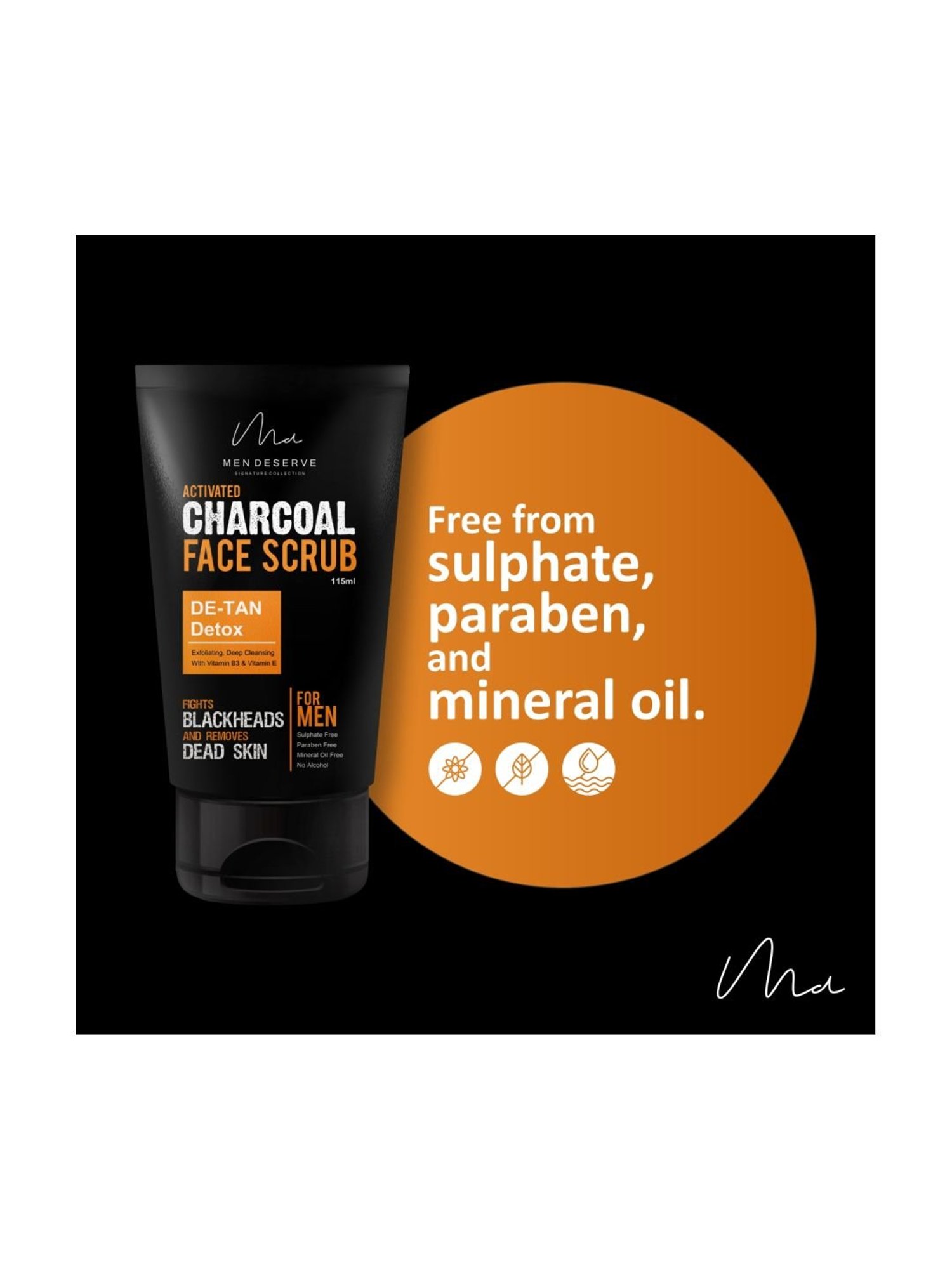 Men Deserve Activated Charcoal Face Scrub - 115 ml