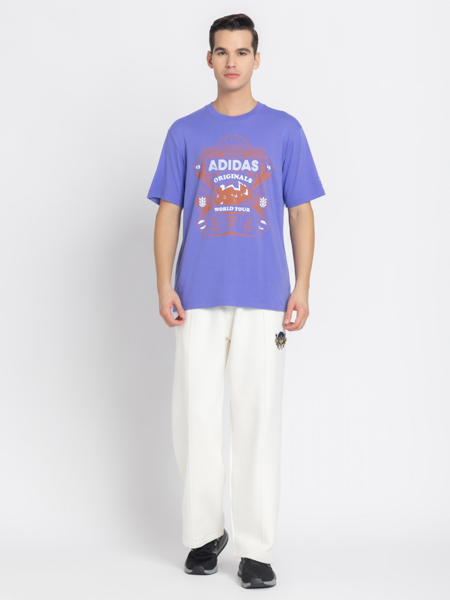 Adidas Blue 100% Cotton Regular Printed  T-Shirt