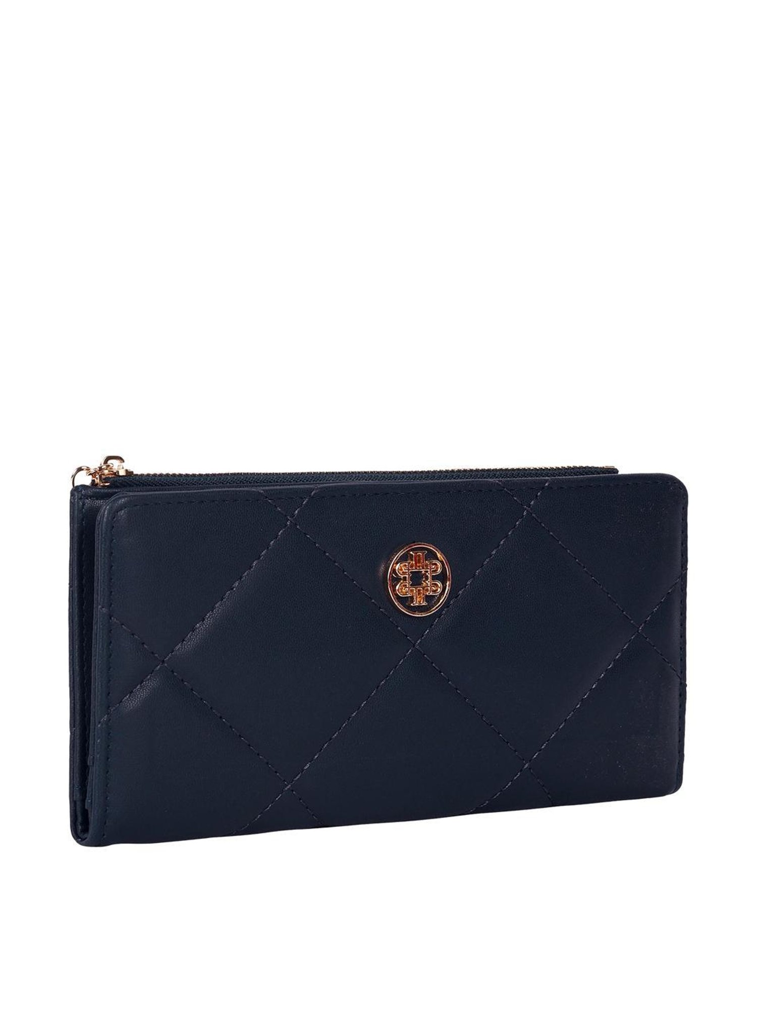 Lino Perros Navy Synthetic Quilted Bi-Fold Wallet