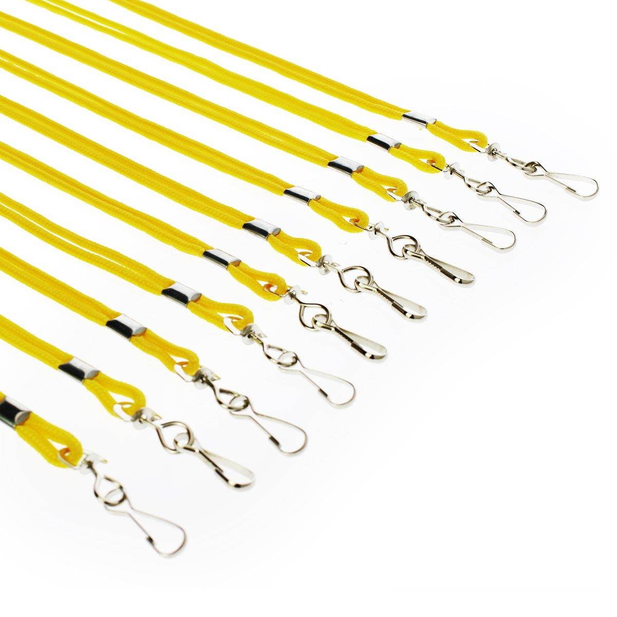25 Pack - Premium Round ID Badge Neck Lanyards for Card Holders and Name Tags - 36 in Non-Breakaway Heavy Duty Cord & Secure Metal Swivel J Hook Clip by Specialist ID (Yellow)
