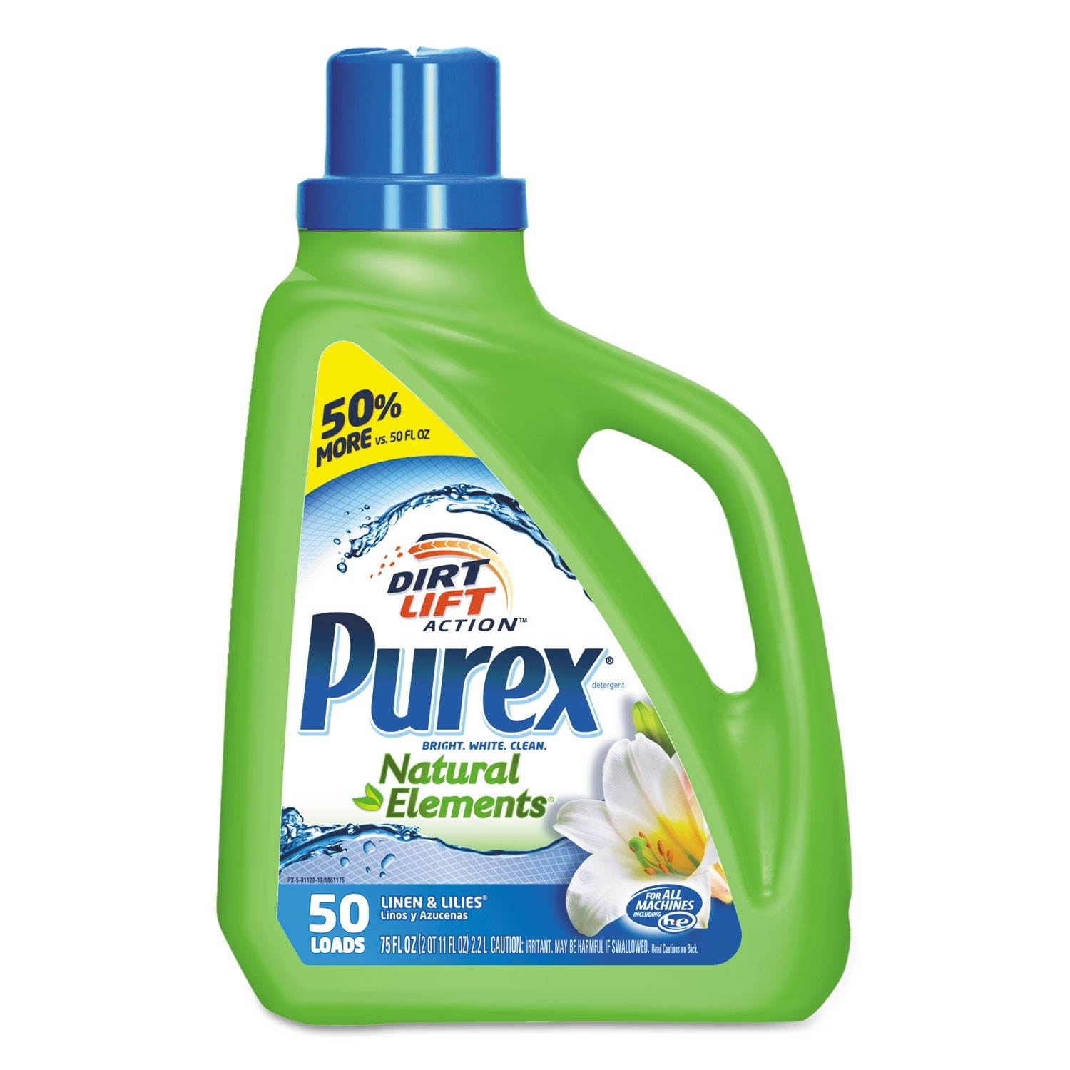 Purex Natural Elements Liquid Detergent - Liquid - 0.59 gal (75 fl oz) - Linen, Lilies Scent - 6 / Carton - Blue  DIA011