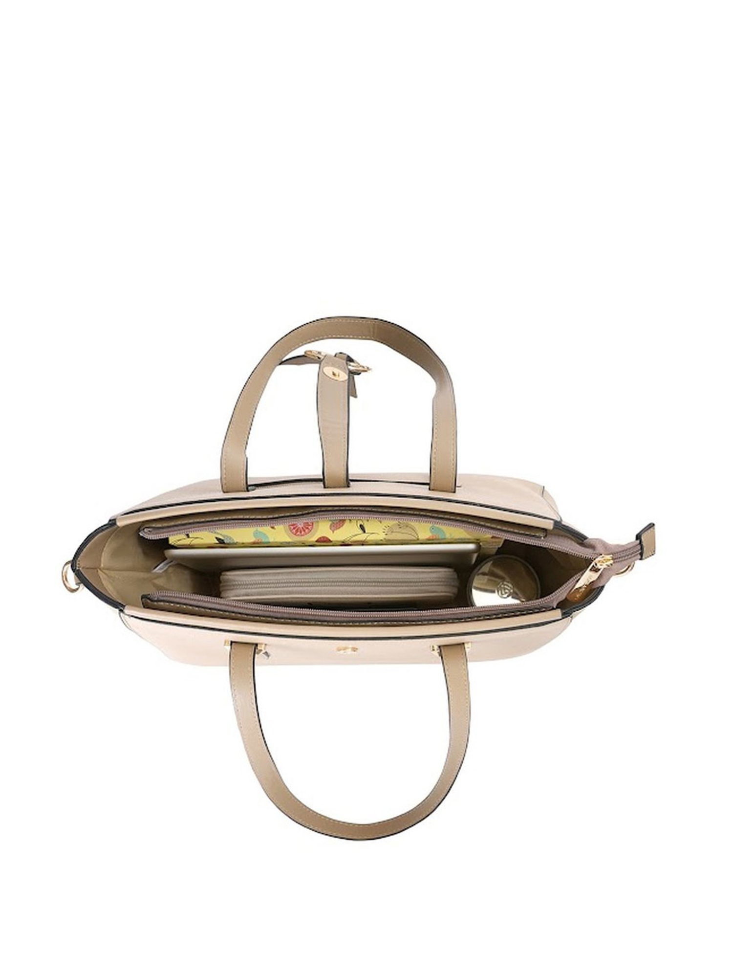 Sugarush Carly Beige PU Solid Shoulder Handbag