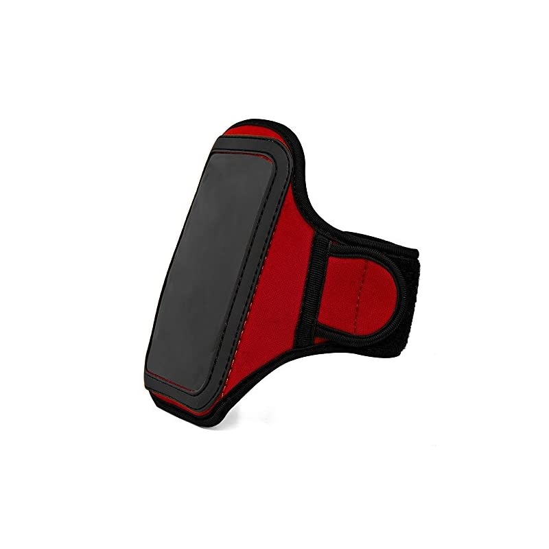 Workout Water Resistant Neoprene Armband Removable Hook and Look Strap and Key Slot Black Red for BLU Dash L3 Advance 40 L3 Vivo 5 Mini Tank Xtreme 40 24
