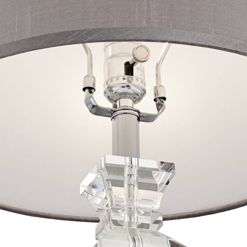Vienna Full Spectrum Traditional Table Lamp Crystal Body Gray Tapered Drum Shade for Living Room Bedroom Bedside Nightstand Family