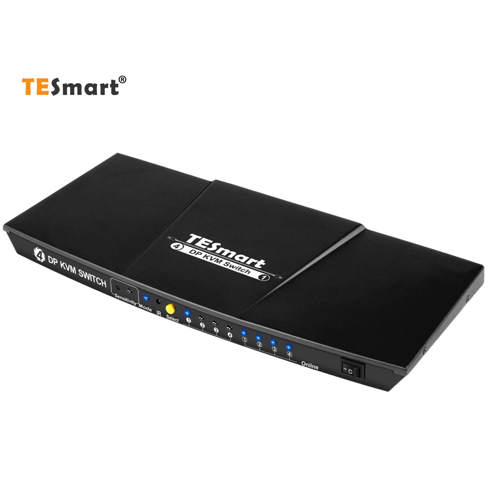 TESmart 4  DisplayPort Port KVM Switch 4K@60Hz 4:4:4 Ultra HD | DP KVM Switch with Extra USB 2.0 Port Supports Auto Scan&IR Remote Control Includes 4 pcs DisplayPort cables + 4 pcs USB cables