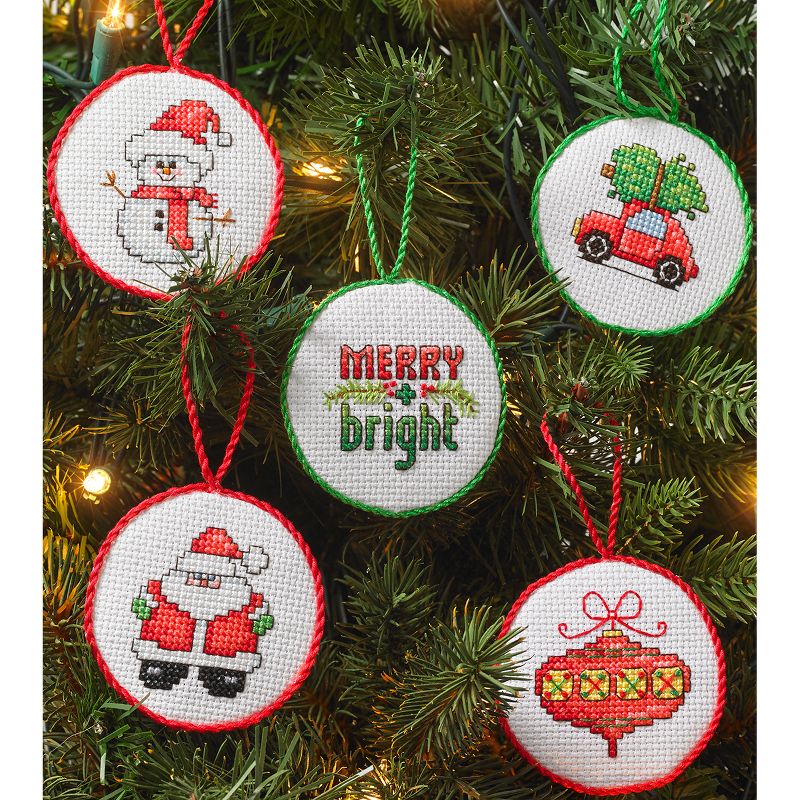 Bucilla Counted Cross Stitch Kit 2.5" Round 30/Pkg-Christmas Minis Ornaments (14 Count)