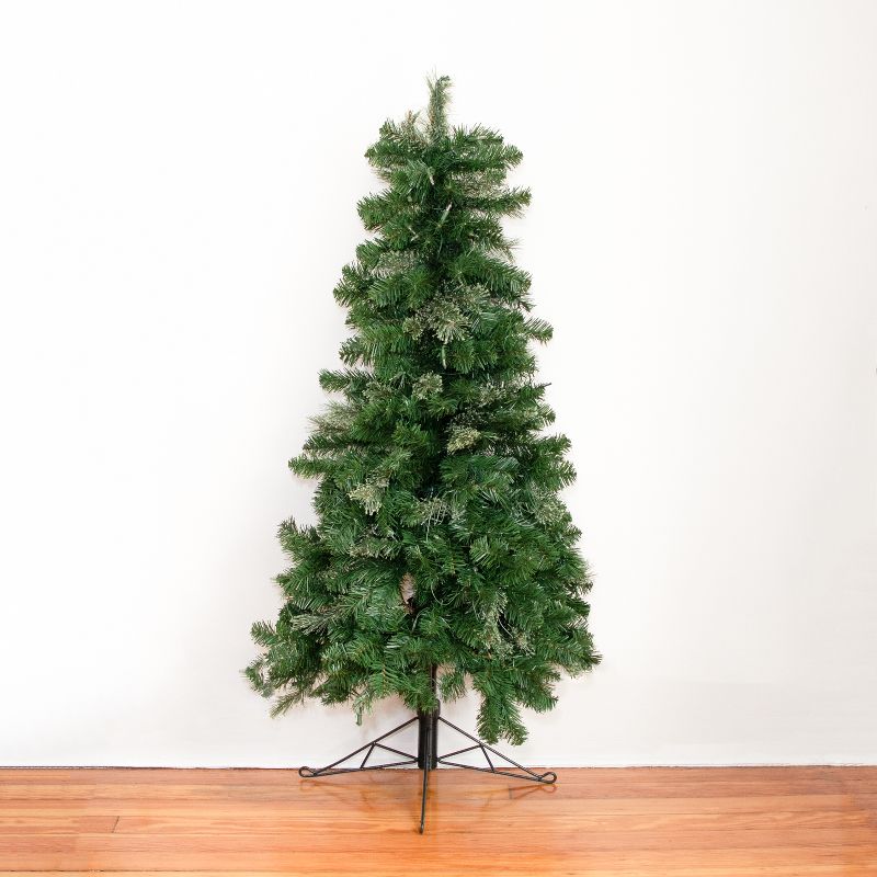 Home Heritage 5 Foot Flat Back Half Christmas Tree with Prelit White LED Lights