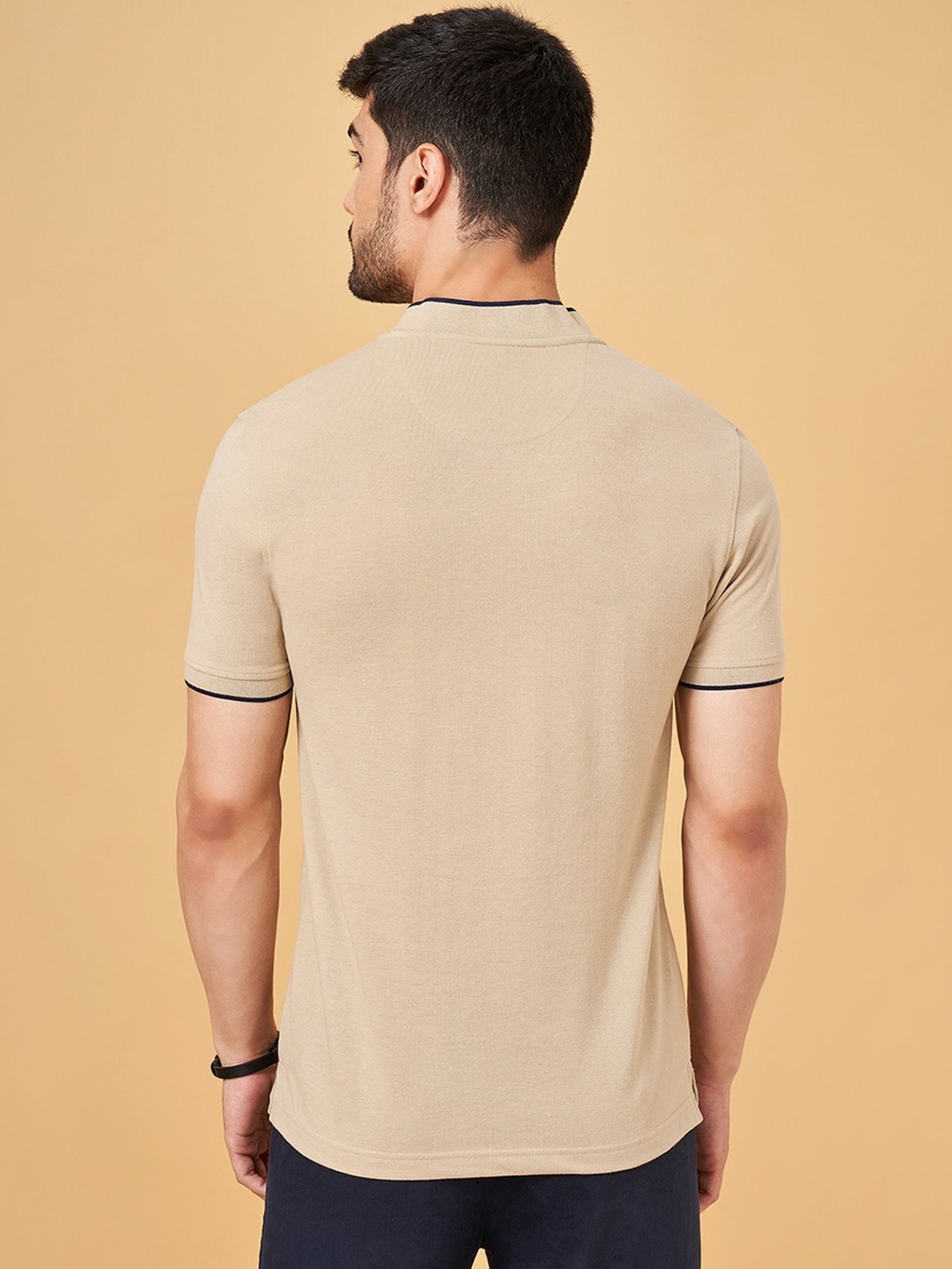 Byford By Pantaloons Beige Slim Fit T-Shirt