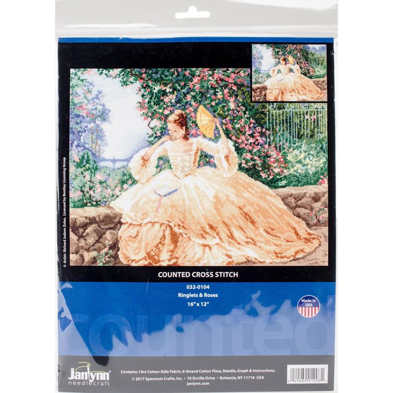 Janlynn Counted Cross Stitch Kit 16"X12"-Ringlets & Roses (14 Count)