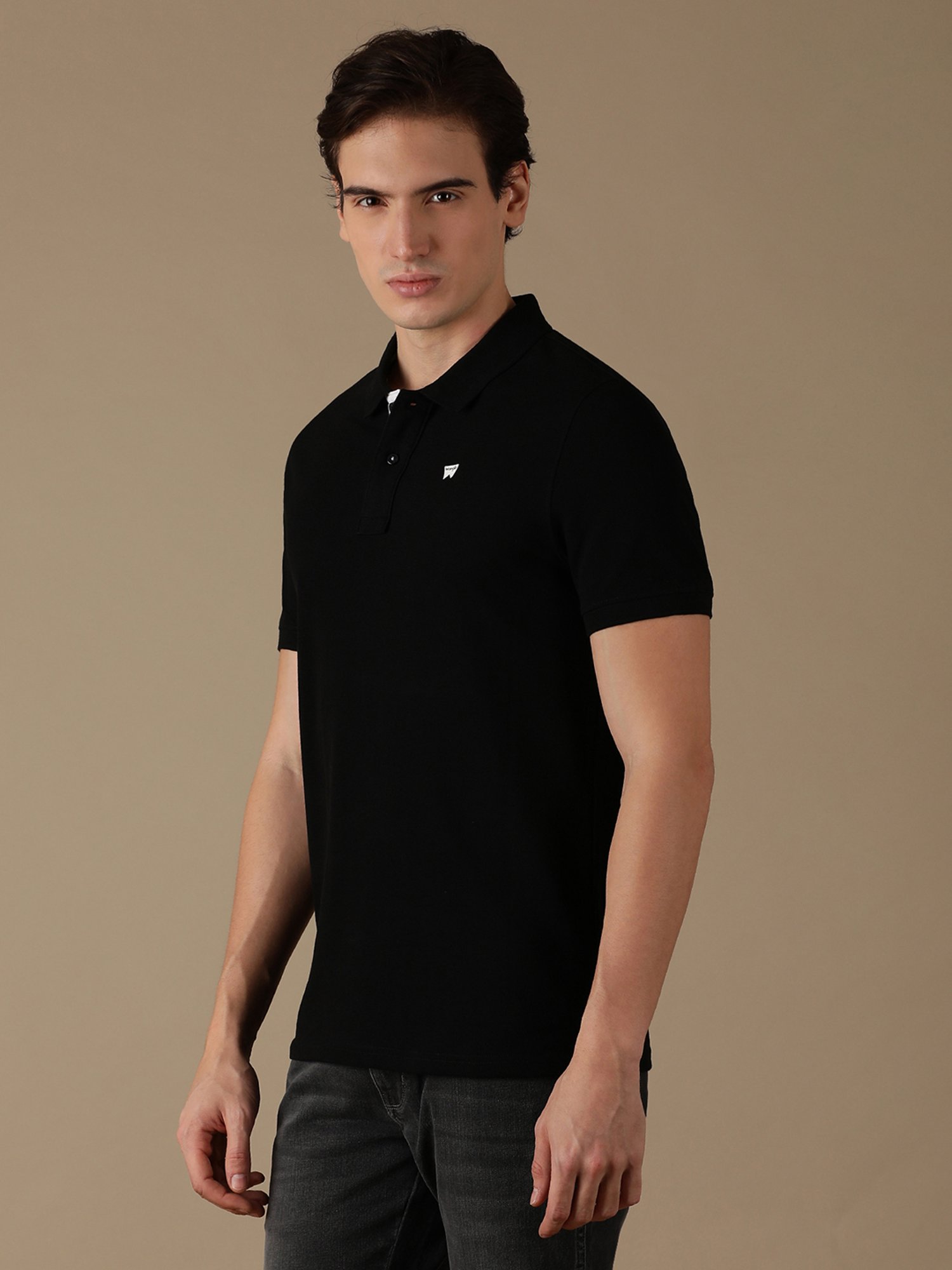 Wrangler Jet Black Regular Fit Polo T-Shirt