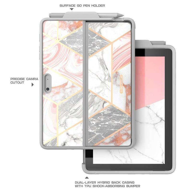 Microsoft Surface Go Case, i-Blason [Cosmo] Slim Glitter Protective Bumper Case Cover with Pen Holder Compatible with Type Cover Keyboard for Surface Go Tablet 10 Inch (2018 Release) (Marble)