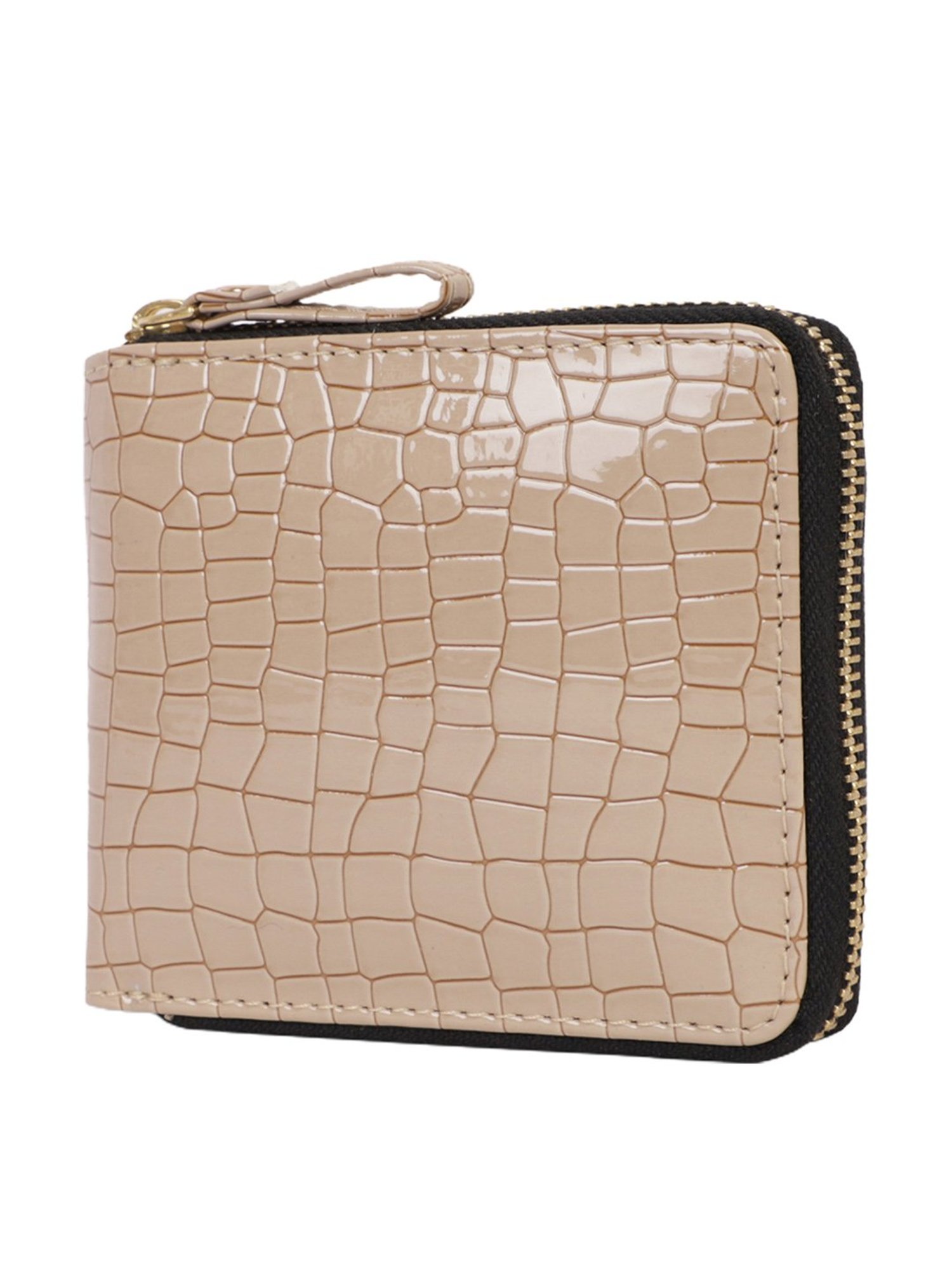 Bagsy Malone Beige Textured Zip Around Wallet for Women