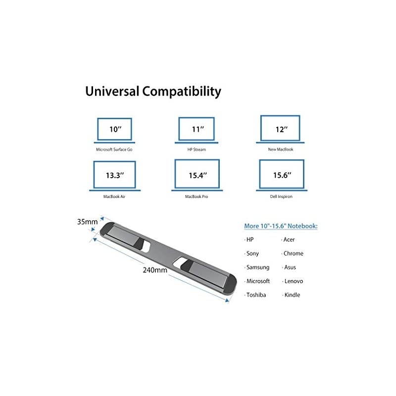 Laptop Cooling Stand Aluminum Portable Foldable Ergonomic Notebook Lift Holder for Desk Table Compatible with MacBook Air Pro Dell XPS HP Lenovo and More 10156 Laptops BS103 Gray