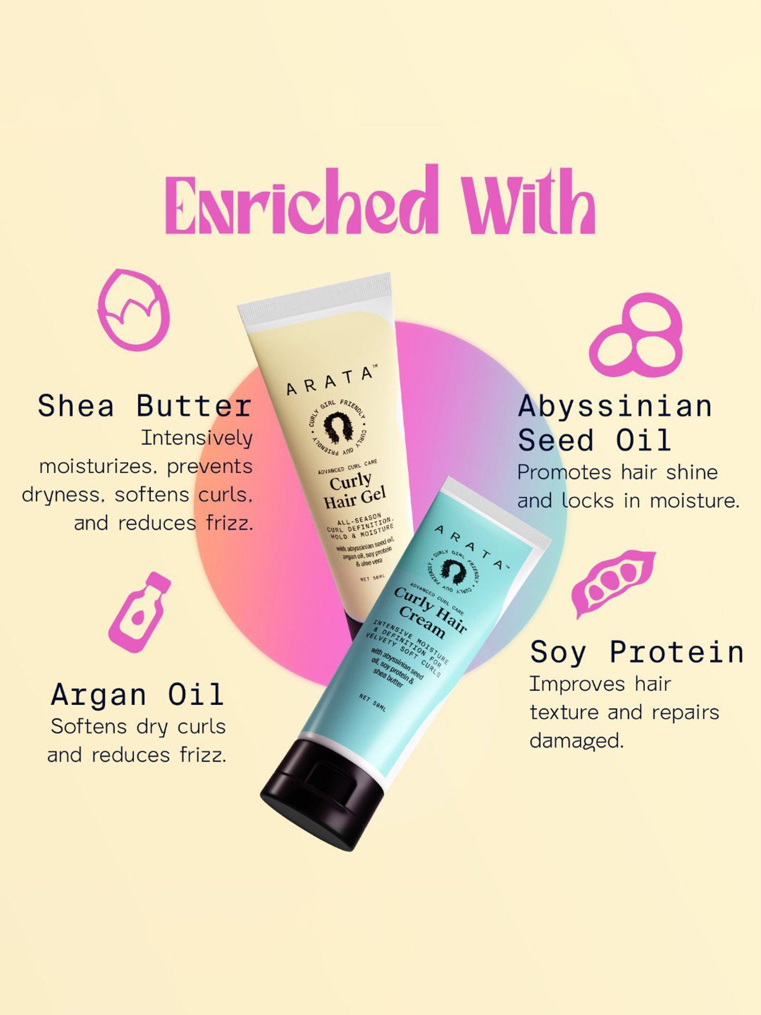 Arata Advanced Curl Care Curly Hair Gel & Curly Hair Cream Combo