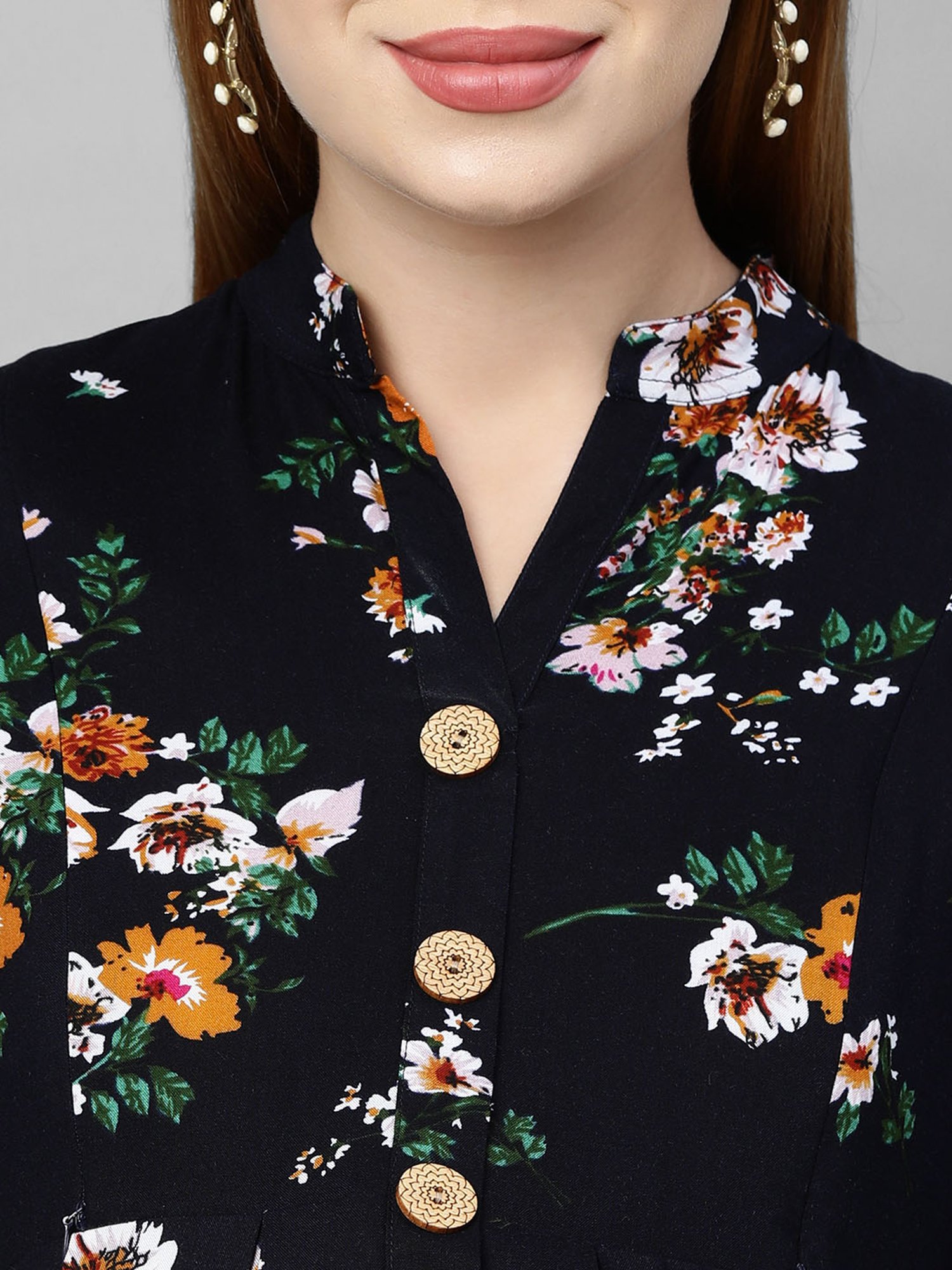 MomToBe Navy Floral Print Maternity Dress