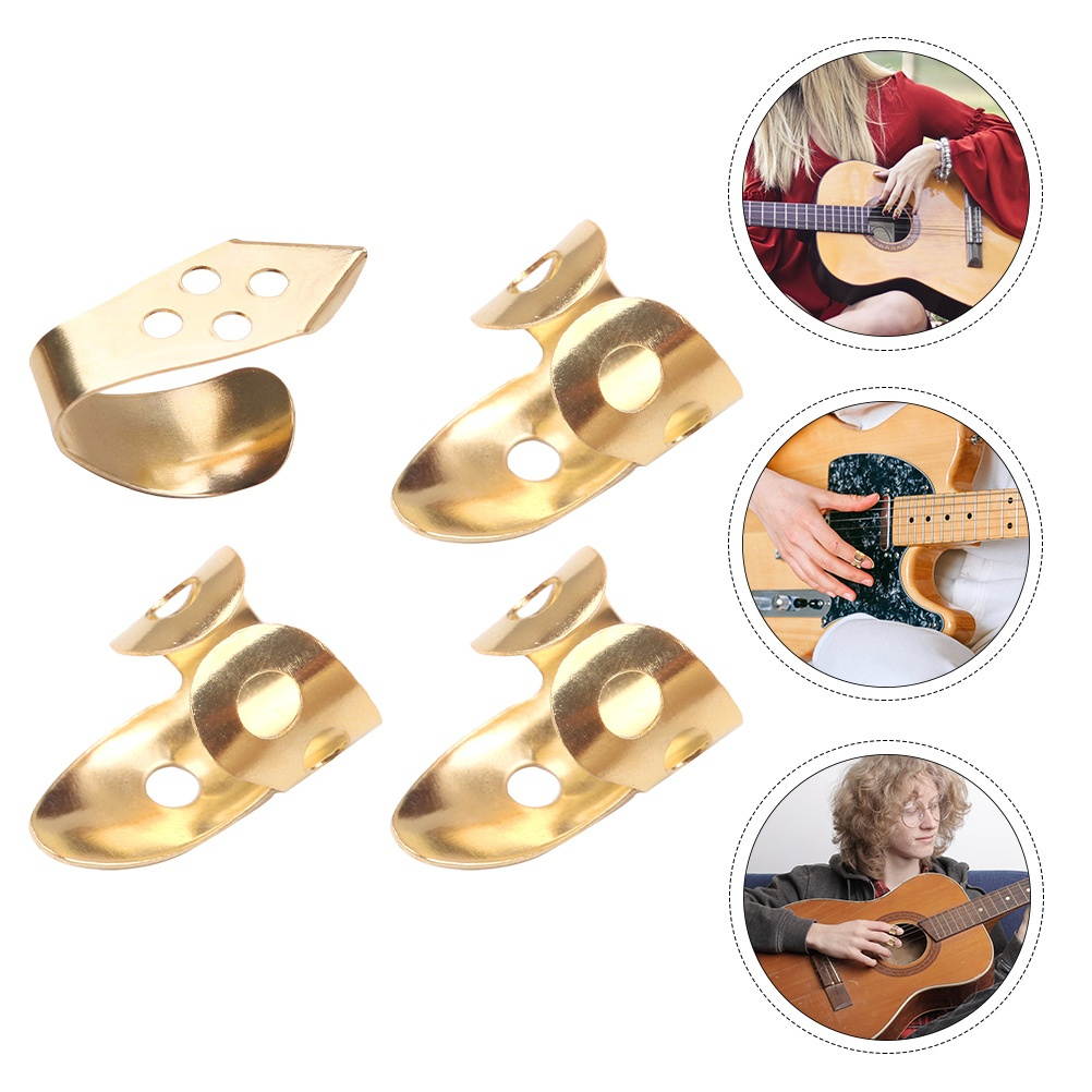 4 PCS Stainless Steel Adjustable Durable Plectrum Thumb Finger Pick for Guitar Bass
