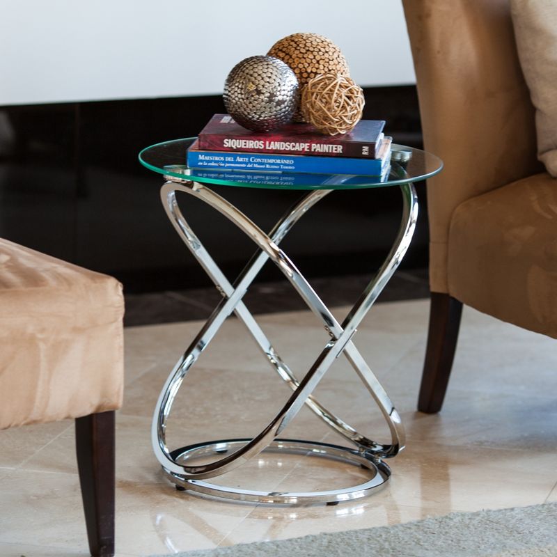 Danya B. Galaxy and Tempered Glass Round End Table - Chrome