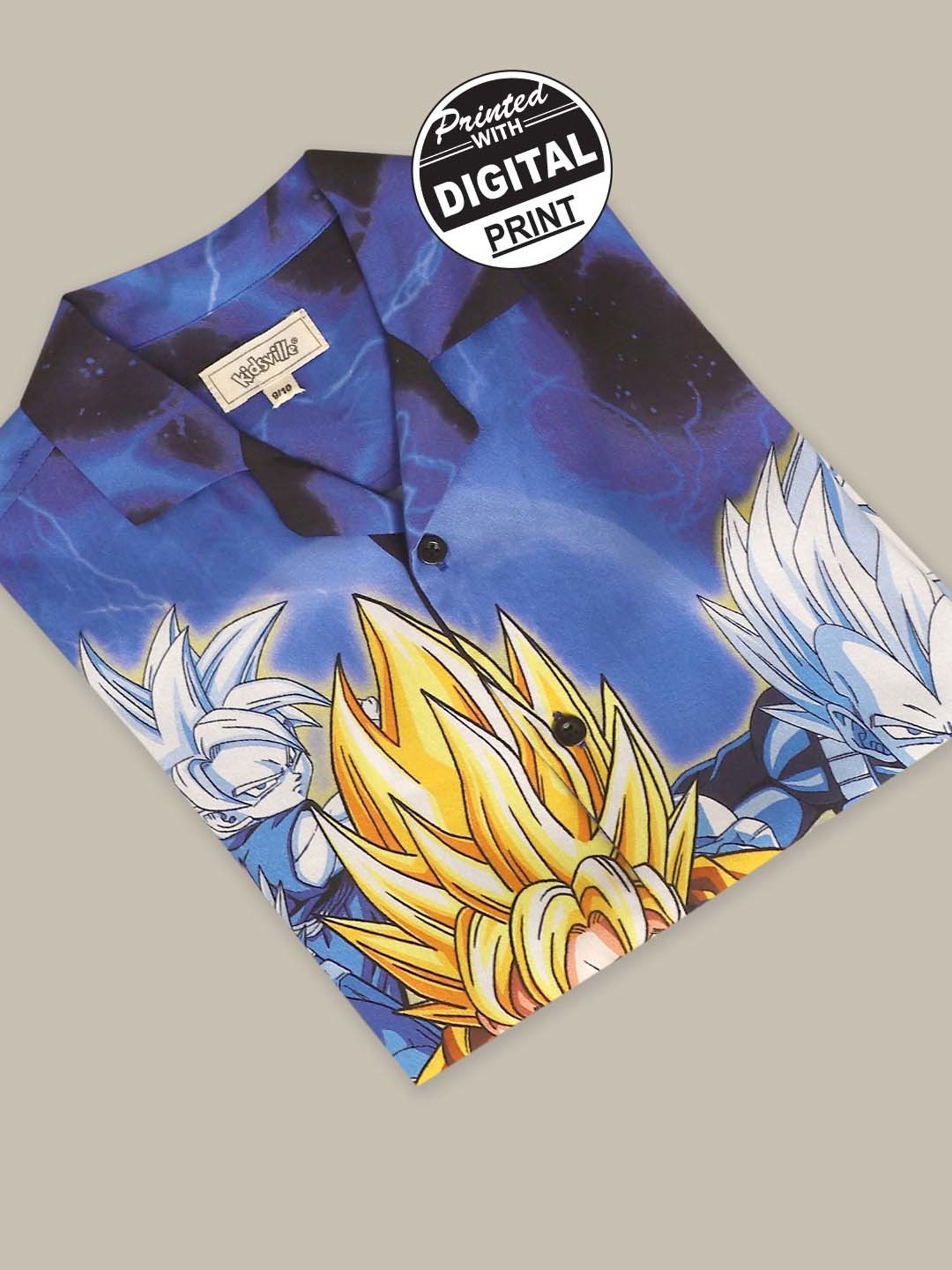 Kidsville Blue & Yellow Printed Dragon Ball Z Shirt