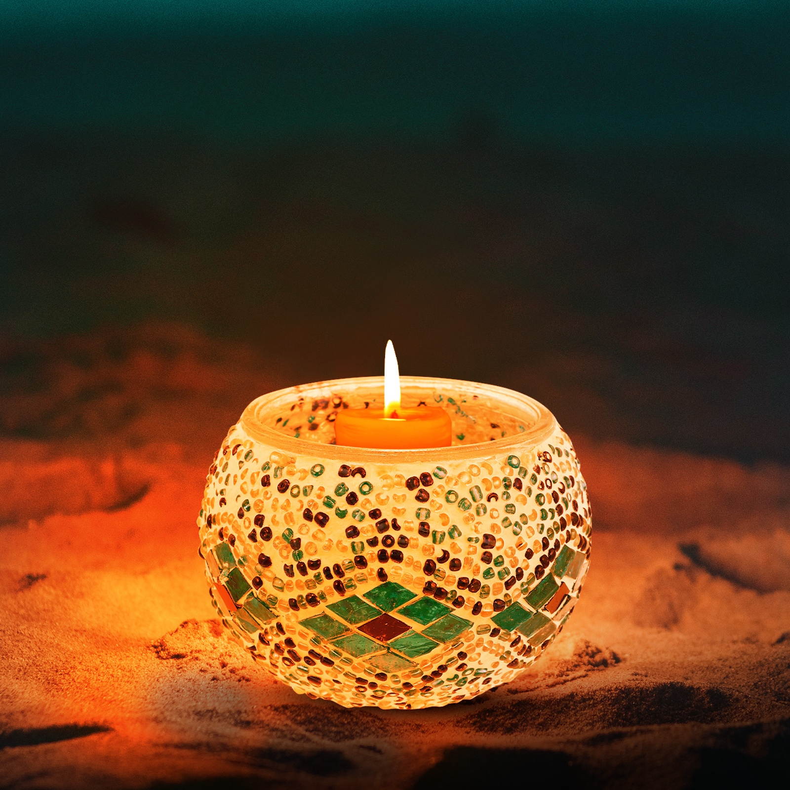 1Pc Mosaic Style Candleholder Classic Home Candlestick Handmade Glass Candle Cup