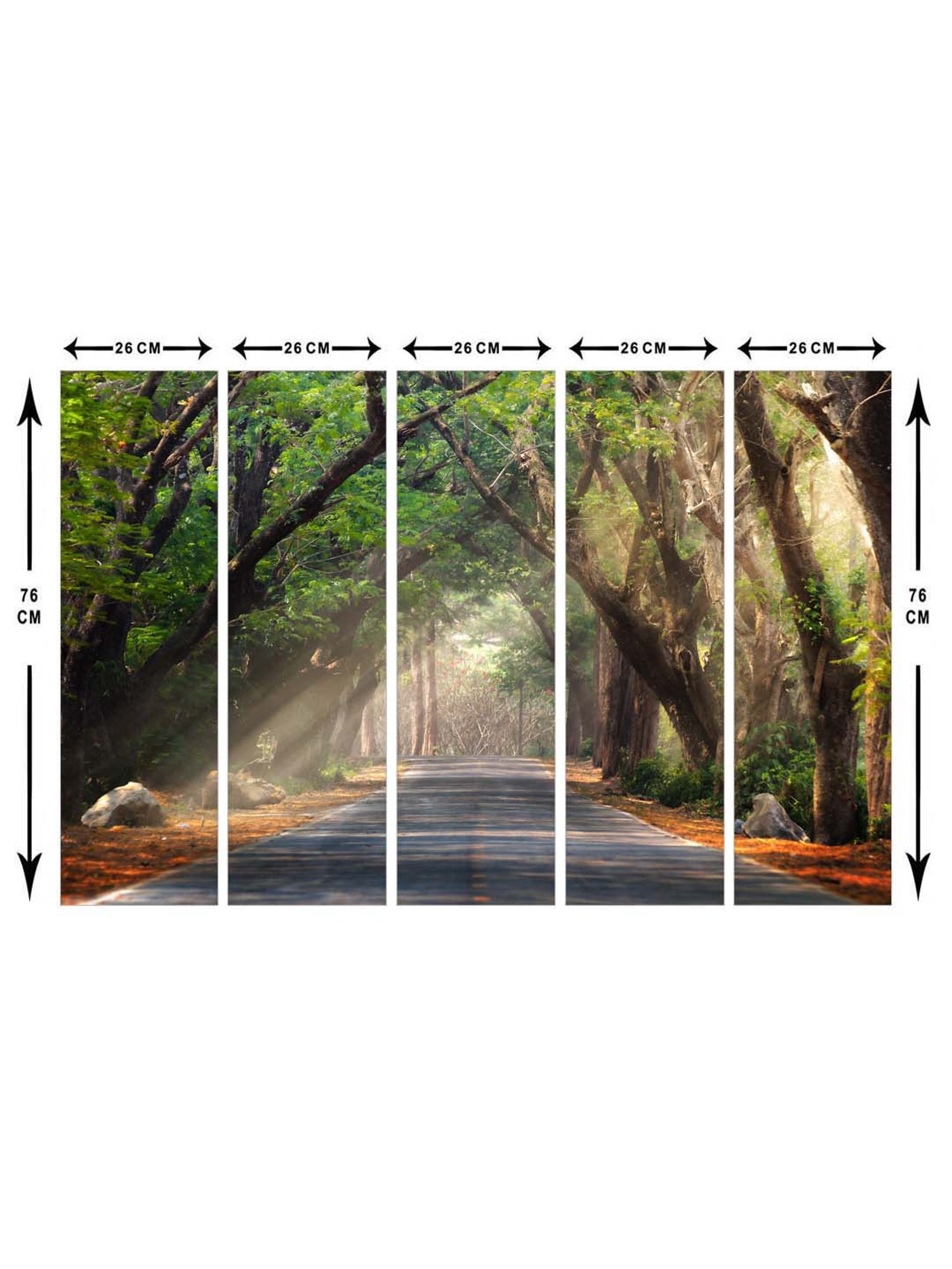 999Store Green Tree Covered Road Art 5 Frame MDF Paintings