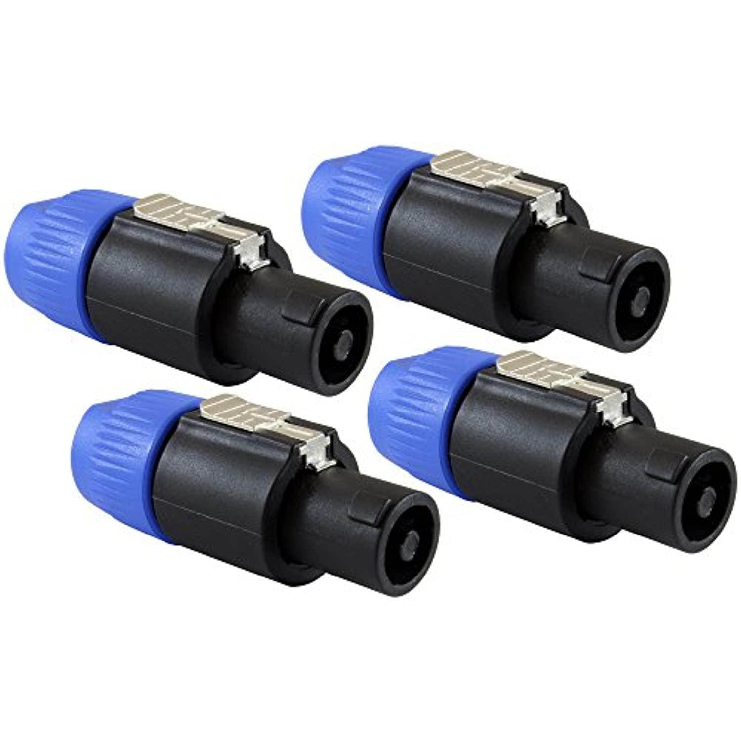 GLS Audio Speaker Plug Twist Lock 4 Pole Speaker Plug compatible with Neutrik Speakon NL4FC, NL4FX, NLT4X, NL2FC - 4 PACK
