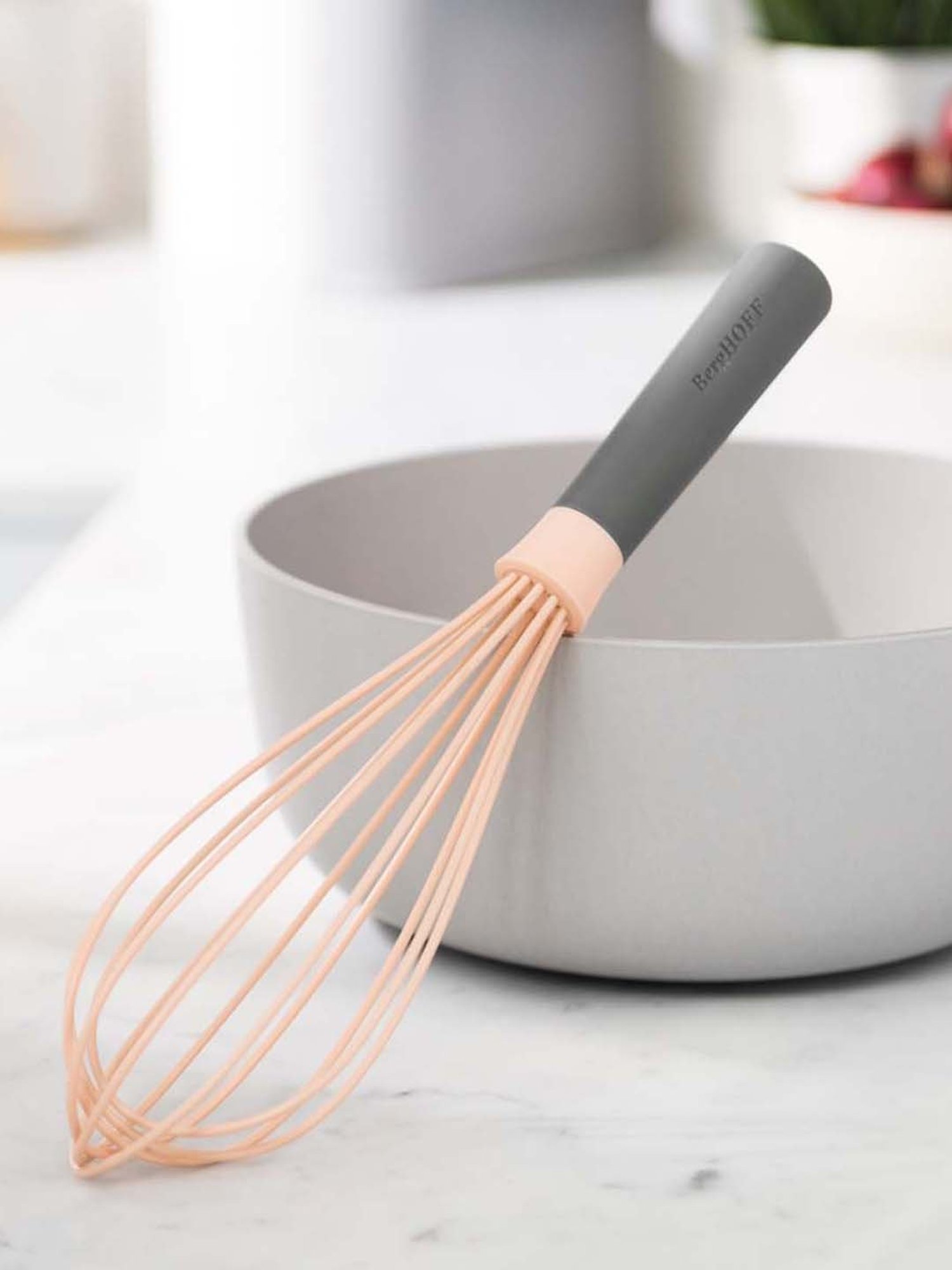 BERGHOFF Leo Pink & Grey Silicone Whisk - Set of 1