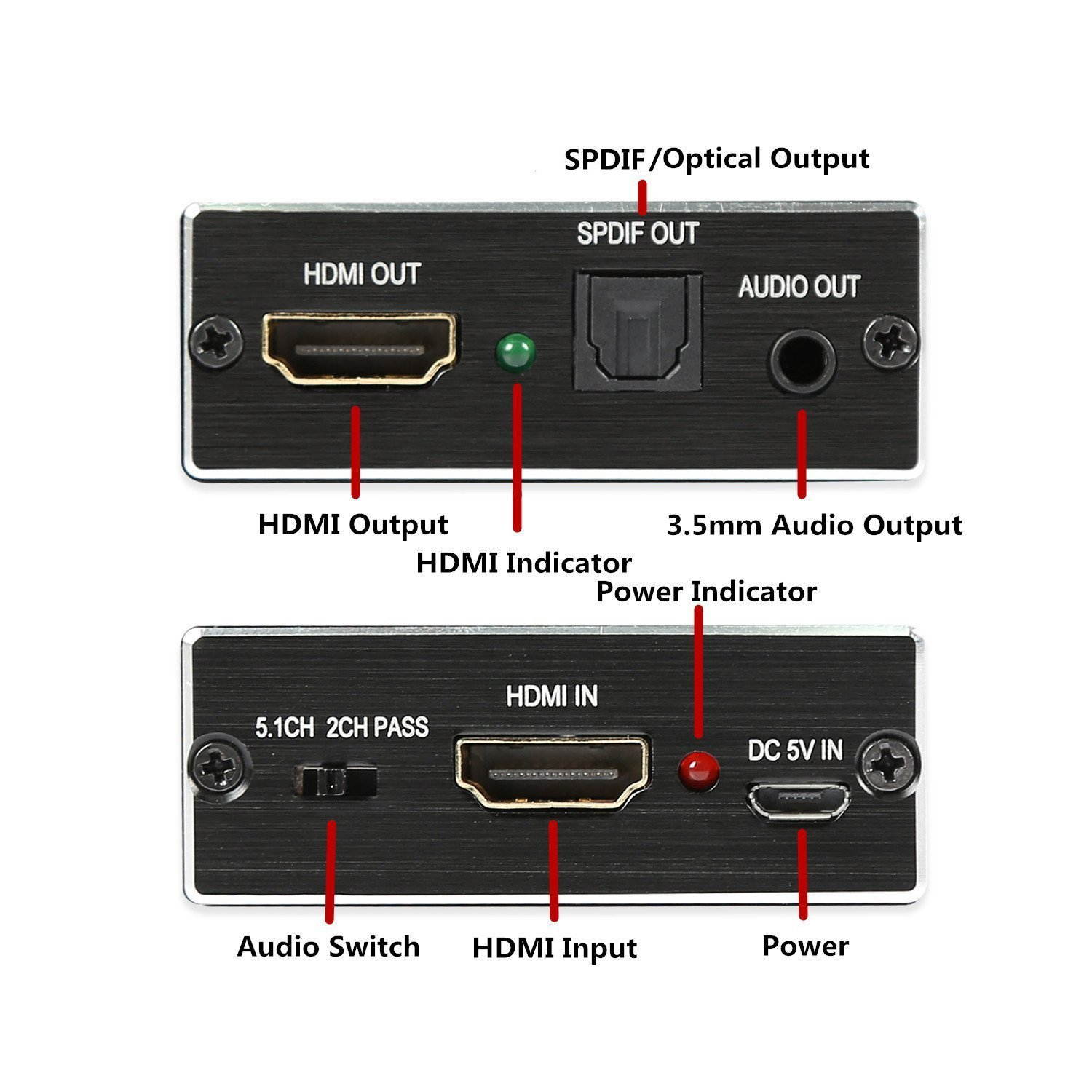 4K x 2K 3D HDMI to HDMI and Optical SPDIF + 3.5mm Stereo Audio Extractor Converter HDMI Audio Splitter Adapter