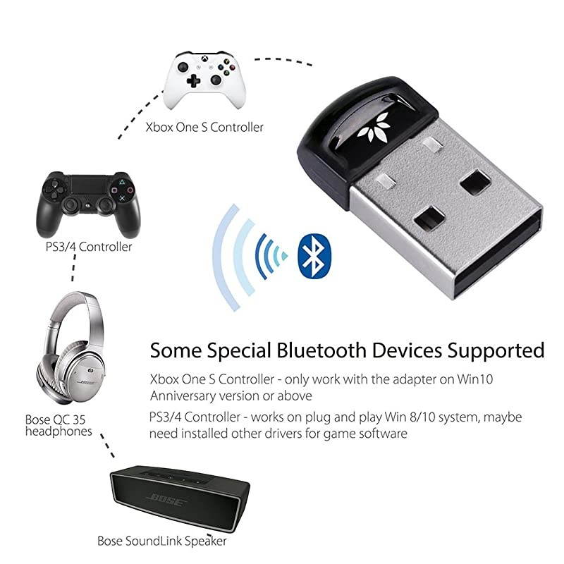 DG40S USB Bluetooth Adapter for PC, Bluetooth Dongle for Desktop Laptop Computer, Mouse, Keyboard, Headphones Stereo Music, Skype Calls, Support All Windows 10 8.1 8 7 XP Vista
