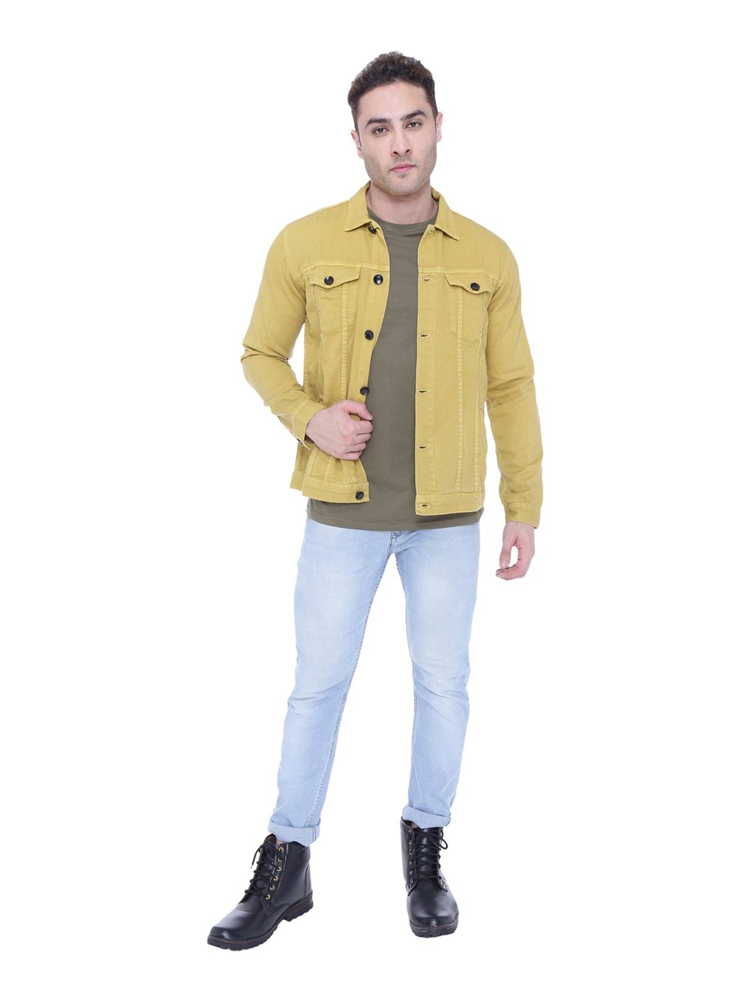Kuons Avenue Khaki Shirt Collar Denim Jacket