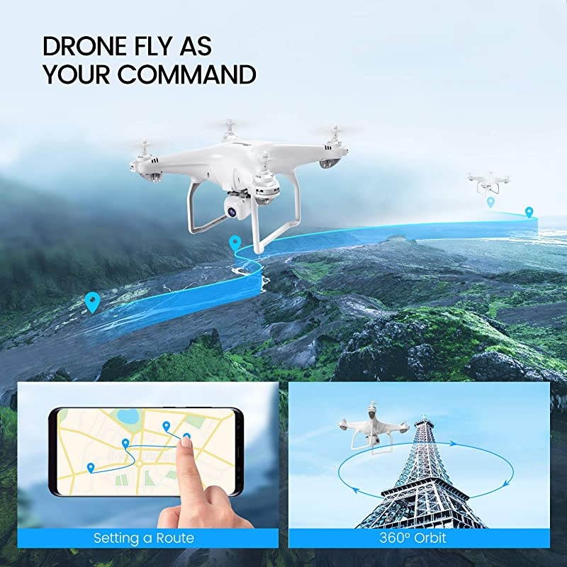D58 GPS Drone with Camera for Adults 2K FHD, 5G WiFi Live Transmission, FPV RC Quadcotper for Beginner/Expert, Auto Return, 120 Angle Adjustable 90&deg; Lens, 18mins Flight Time, Follow Me