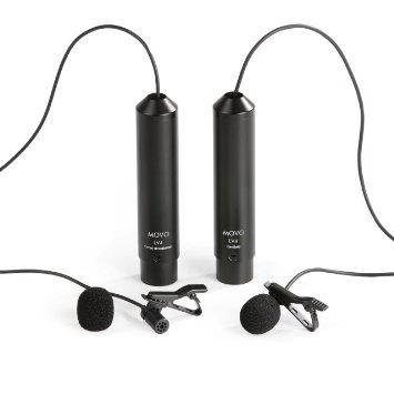 Movo LV4 Dual XLR Lavalier Interview Kit with Omnidirectional and Cardioid Microphones, Lapel Clips and Windscreens