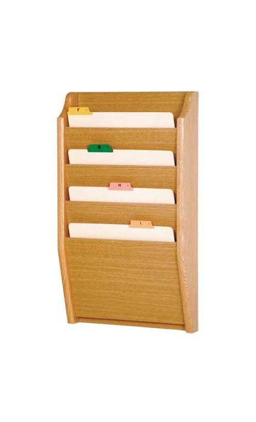 Wooden Mallet Home Office 4 Pocket Letter Size File Holder Wall Display Rack Furniture Rack Mahogany