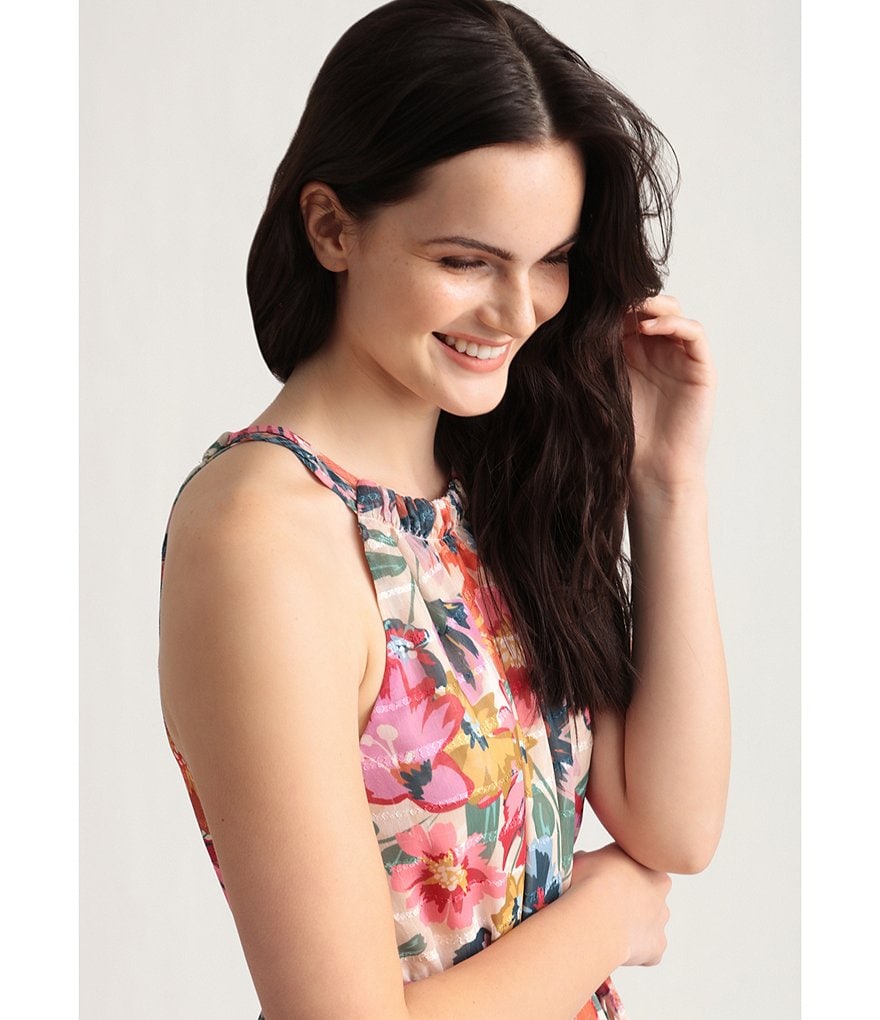 Maggy London Floral Halter Trapeze Maxi Dress