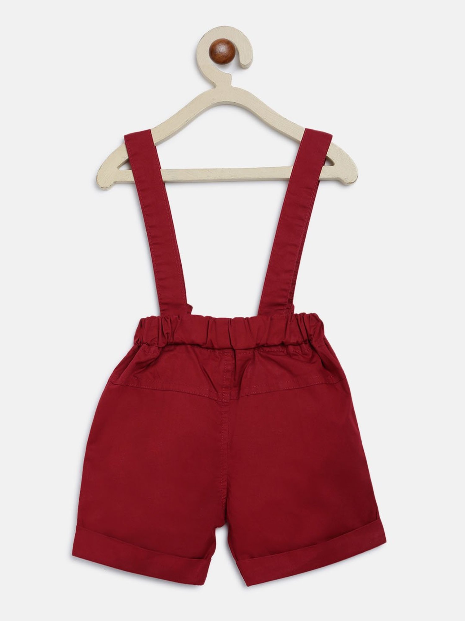 Li'l Tomatoes Kids White & Maroon Printed T-Shirt with Dungaree