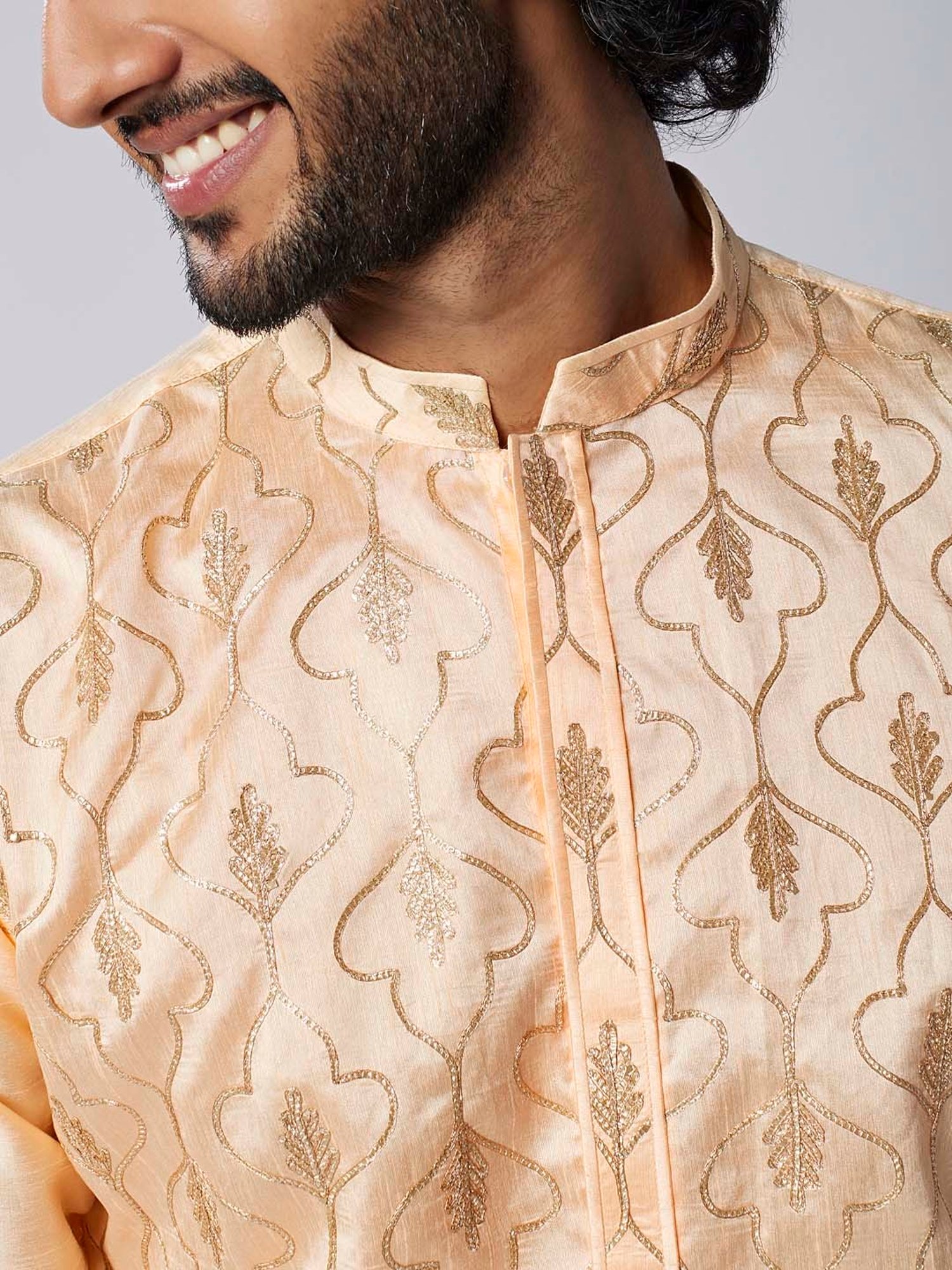 KISAH Nude & Beige Regular Fit Embellished Kurta & Churidar Set