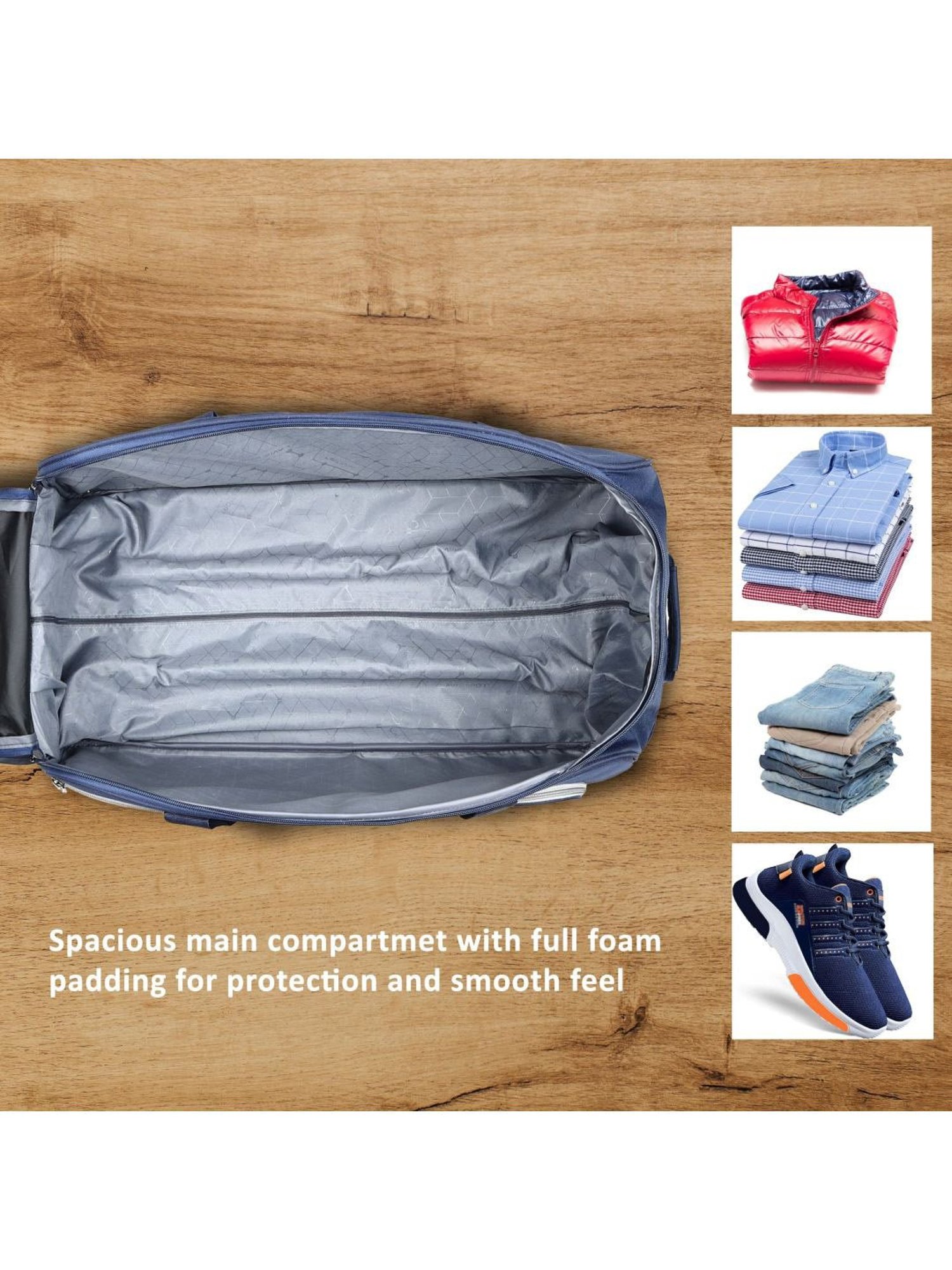 Lavie Sport Large Size 62 Cms Galactic Wheel Duffle Bag  | Trolley Bag (Navy)