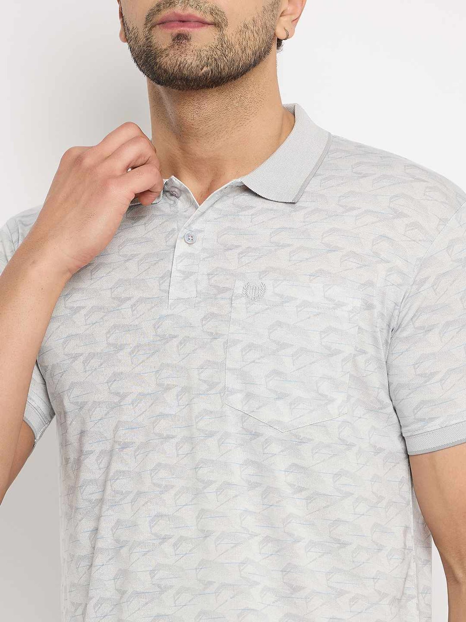 Duke Grey Regular Fit Printed Polo T-Shirt