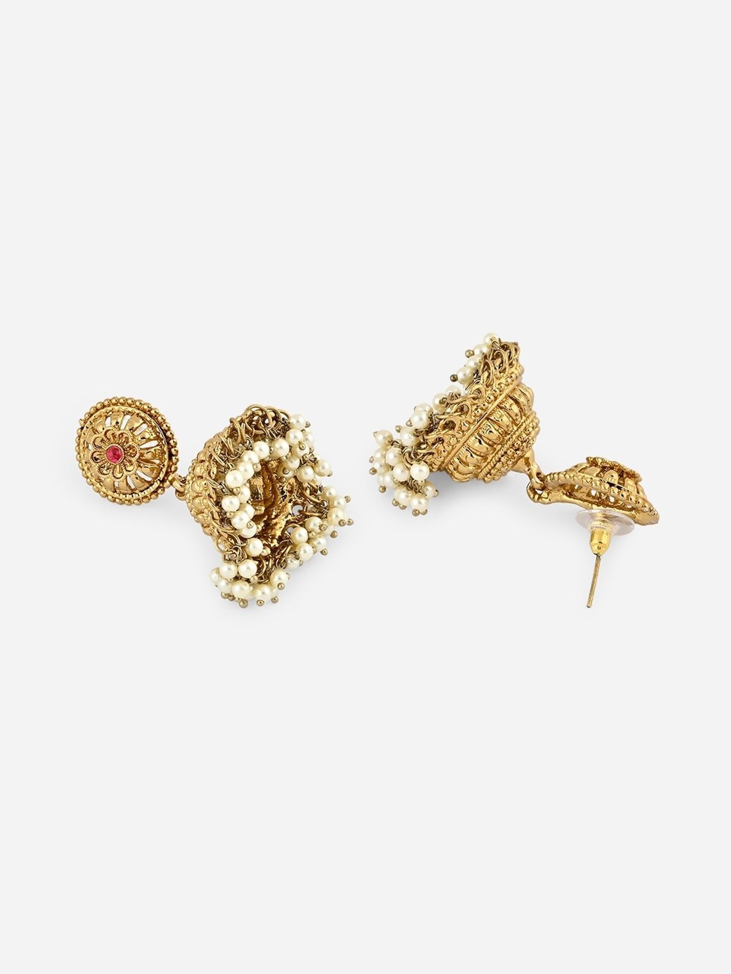 Fida Mehendi Gold Temple Necklace & Earrings Set for Women