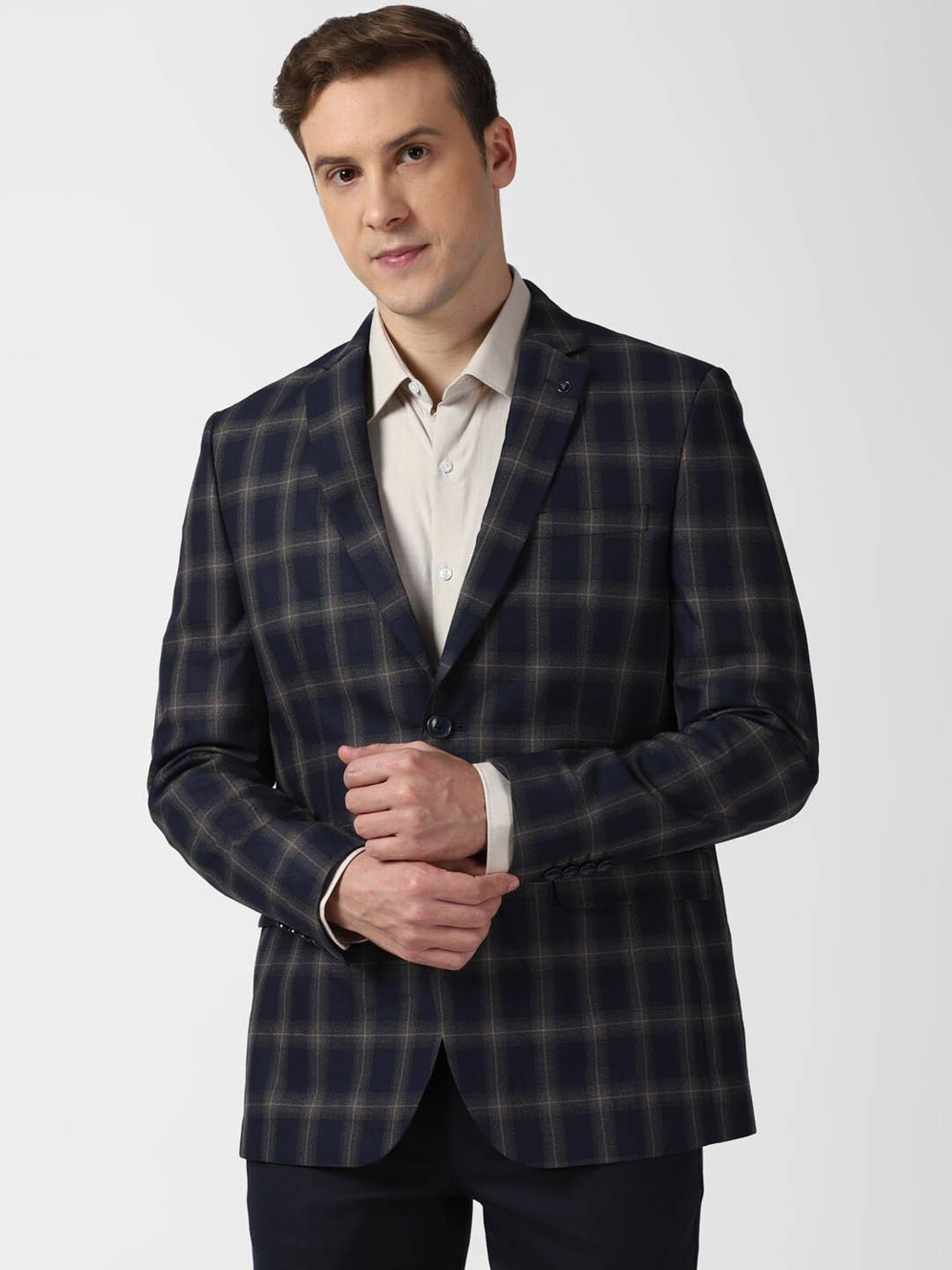 Van Heusen Navy Slim Fit Checks Blazer