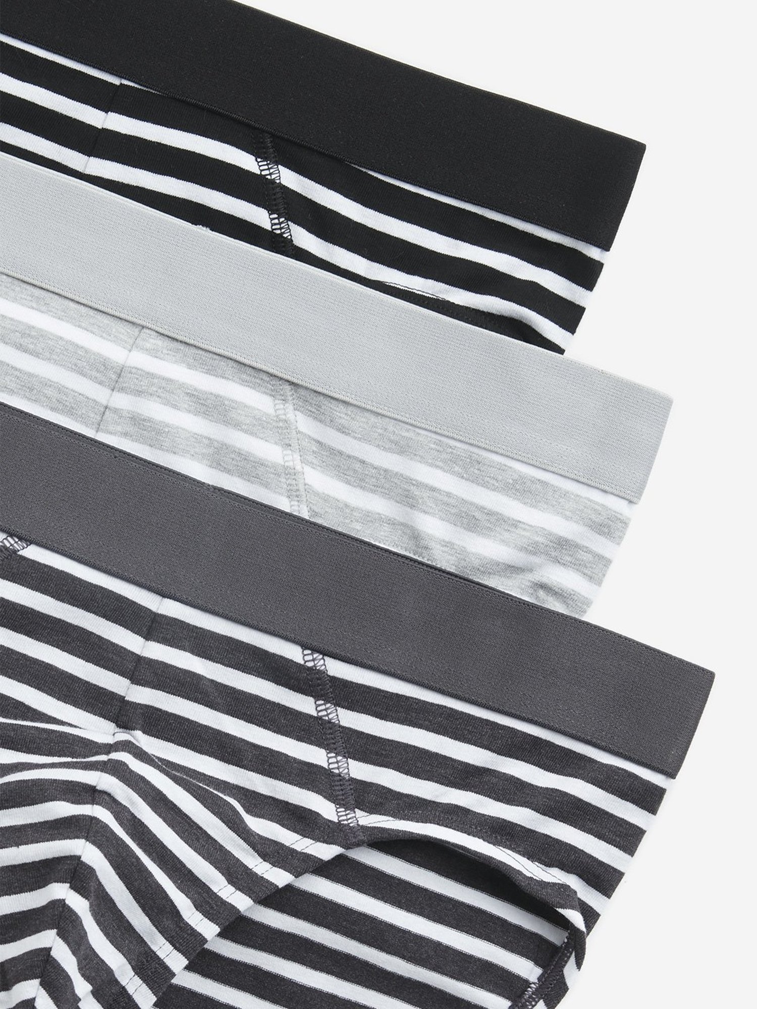 WES Lounge by Westside Black Striped Cotton Blend Briefs - Pack of 3