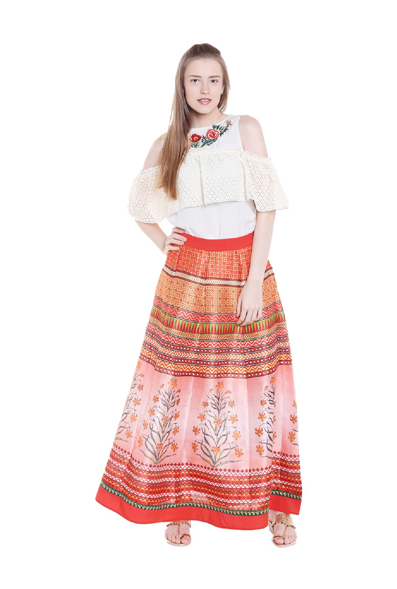 Fusion Beats Multicolor Printed Maxi Skirt