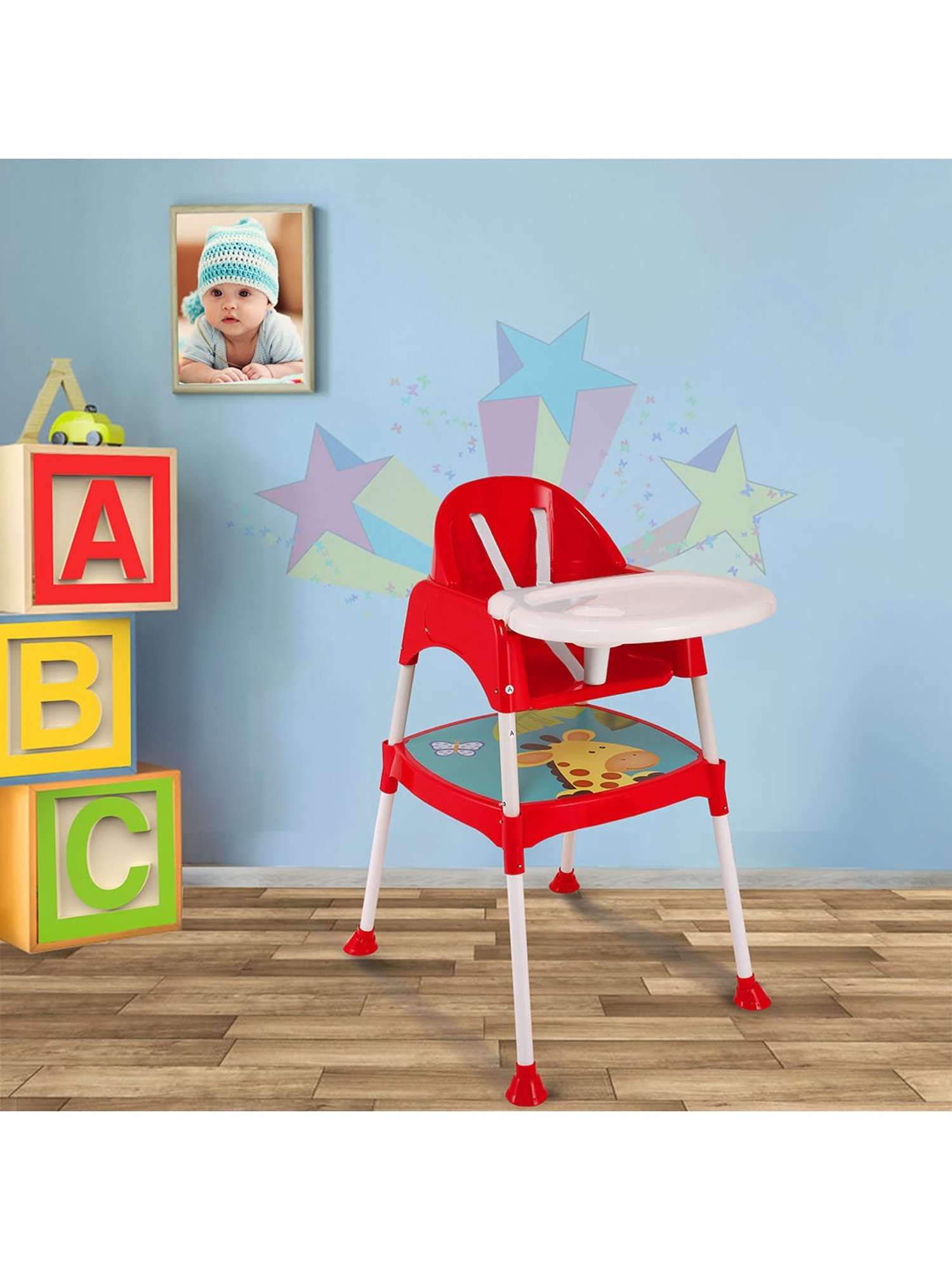 Baby Moo Giraffe Red High Dining Chair