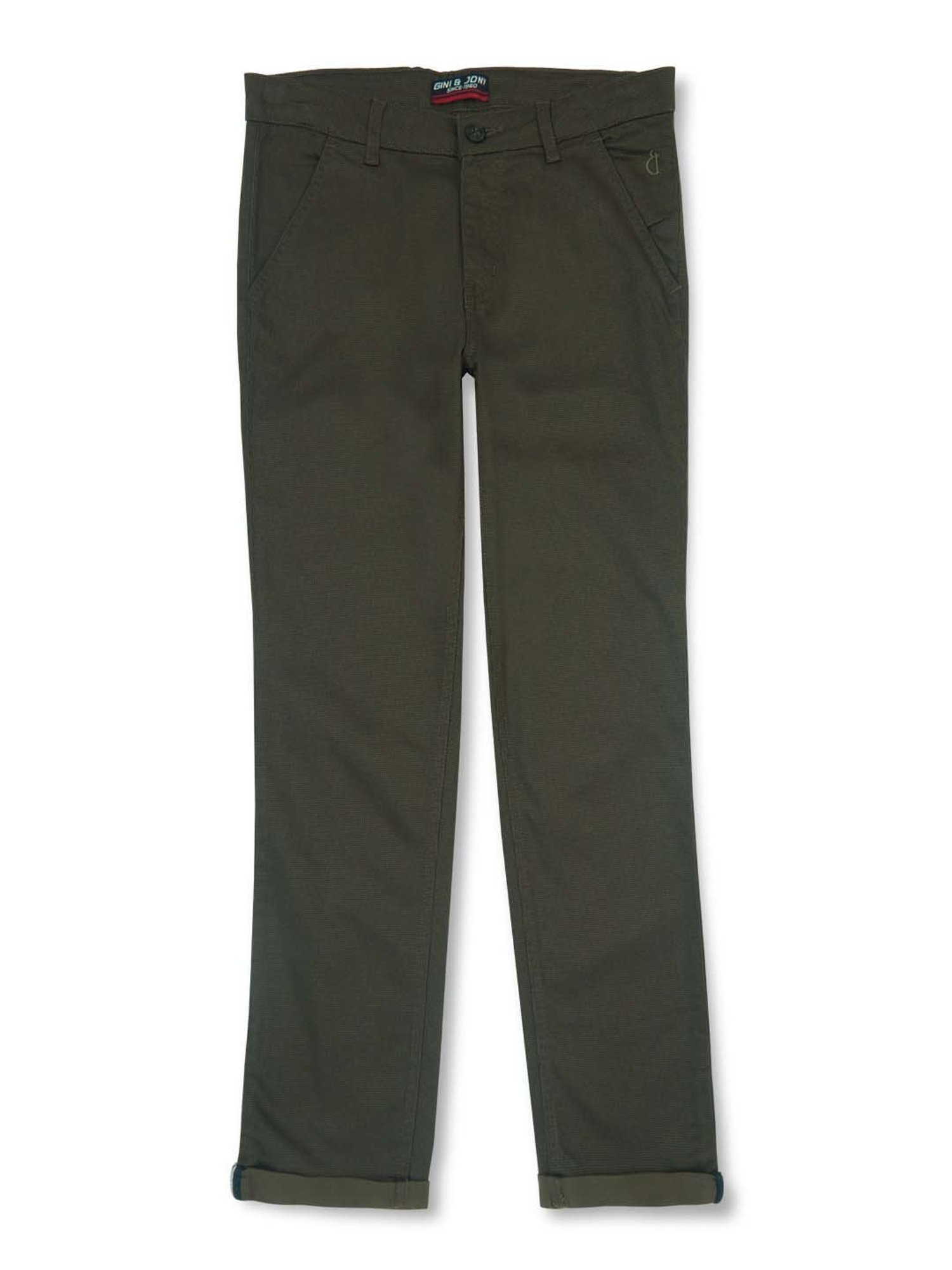 Gini & Jony Boys Grey Cotton Regular Fit Trousers