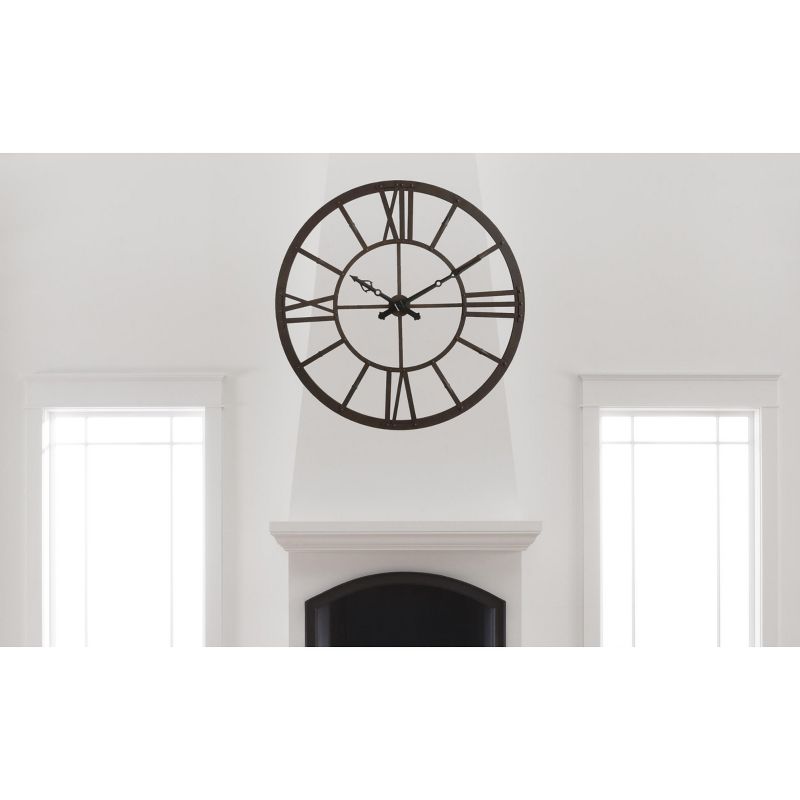 20" Metal Cut Out Roman Numeral Wall Clock Black - Patton Wall Decor