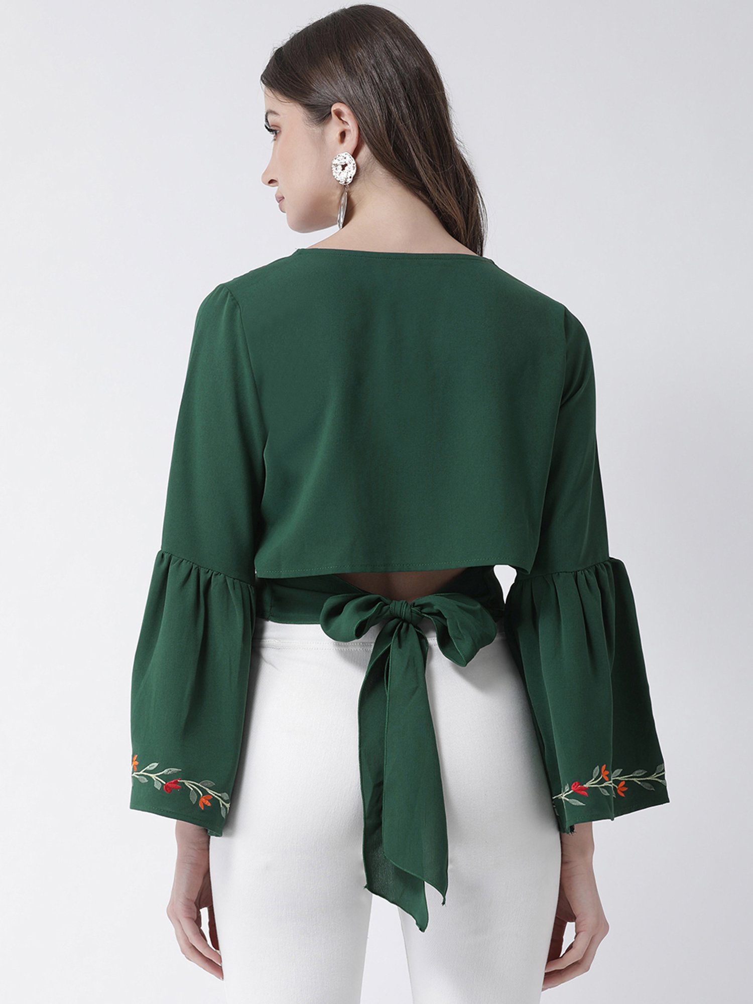 KASSUALLY Green Embroidered Top