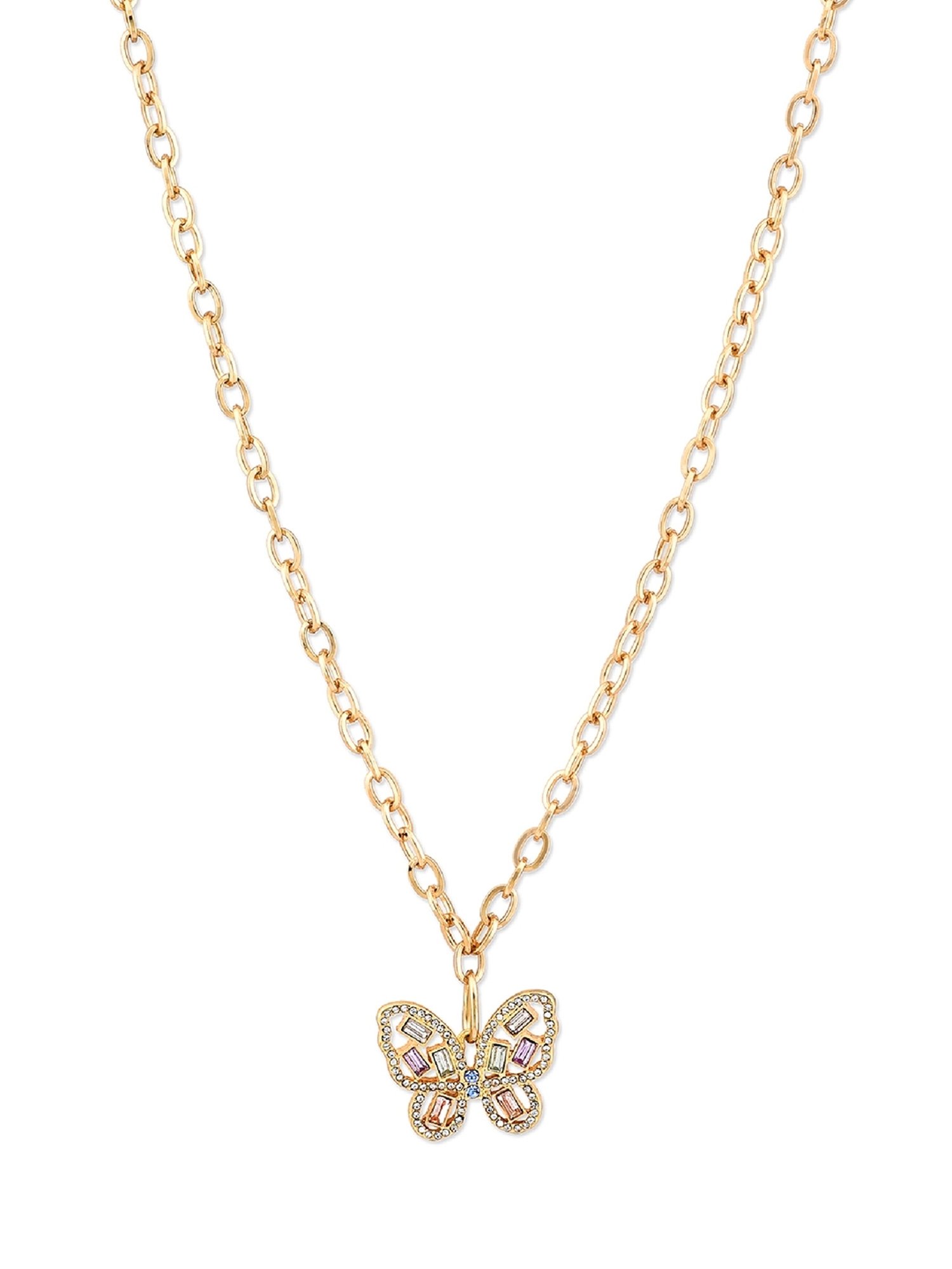 Lilly & Sparkle Gold Toned Chain with Stone Studded Butterfly Charm