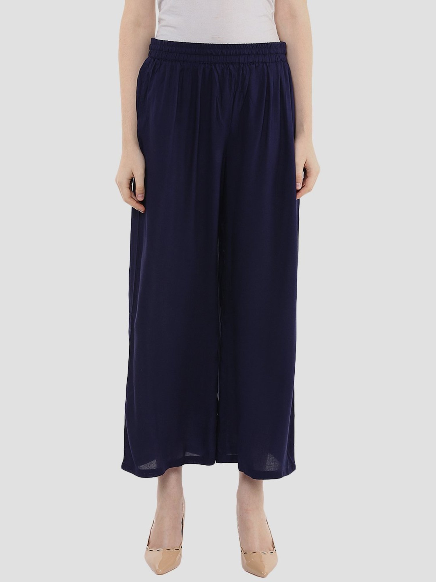 Sringam Navy Regular Fit Palazzos