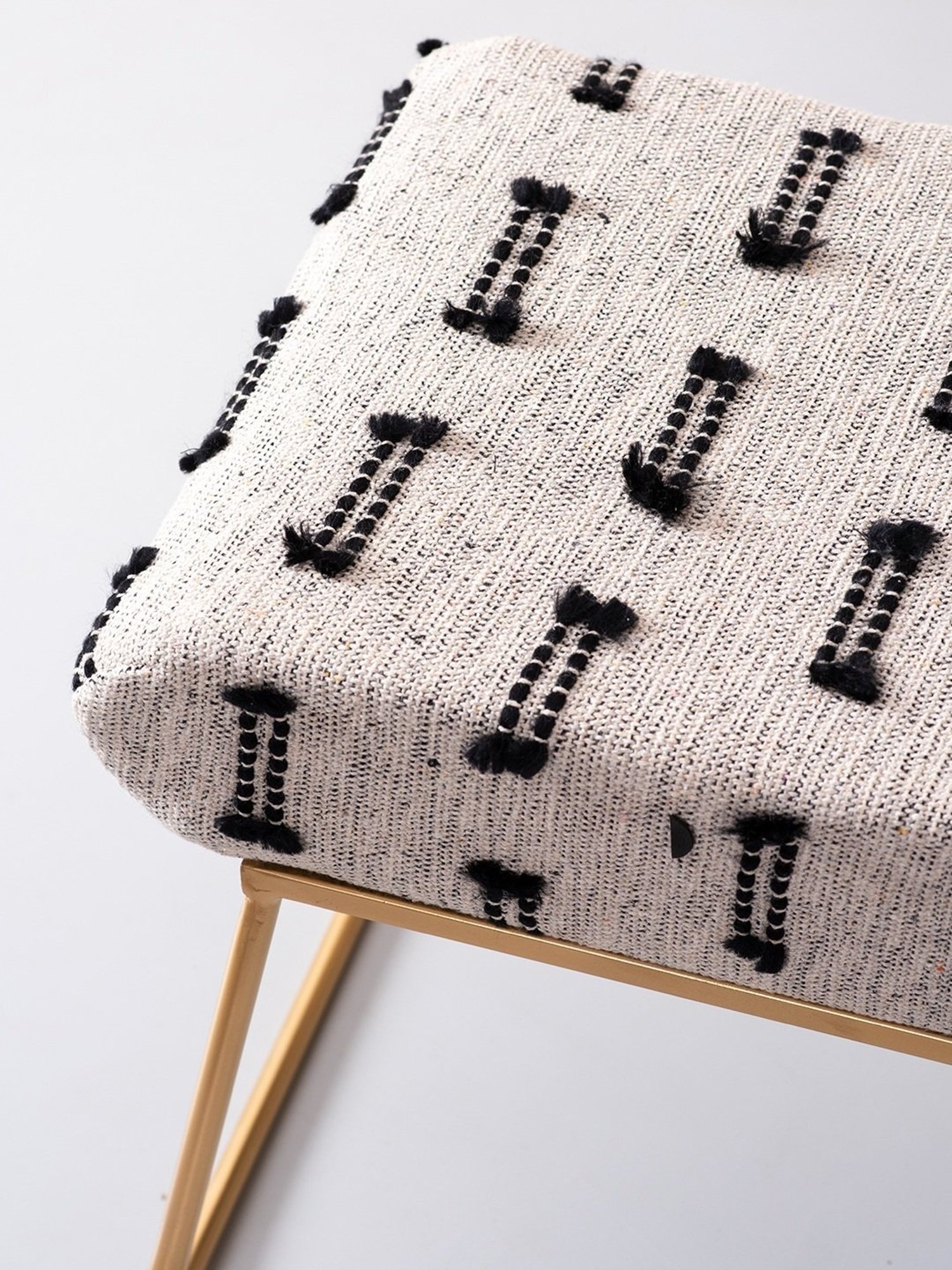 Chumbak French Sahara Solid Mustard Yellow Wood Ottoman